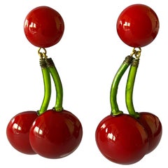Large French Cherry Statement Earrings 