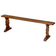 Large French Cherry Wood Seating Bench