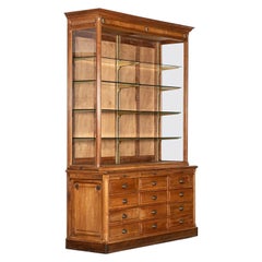 Large French Cherrywood Pharmacy Display Cabinet