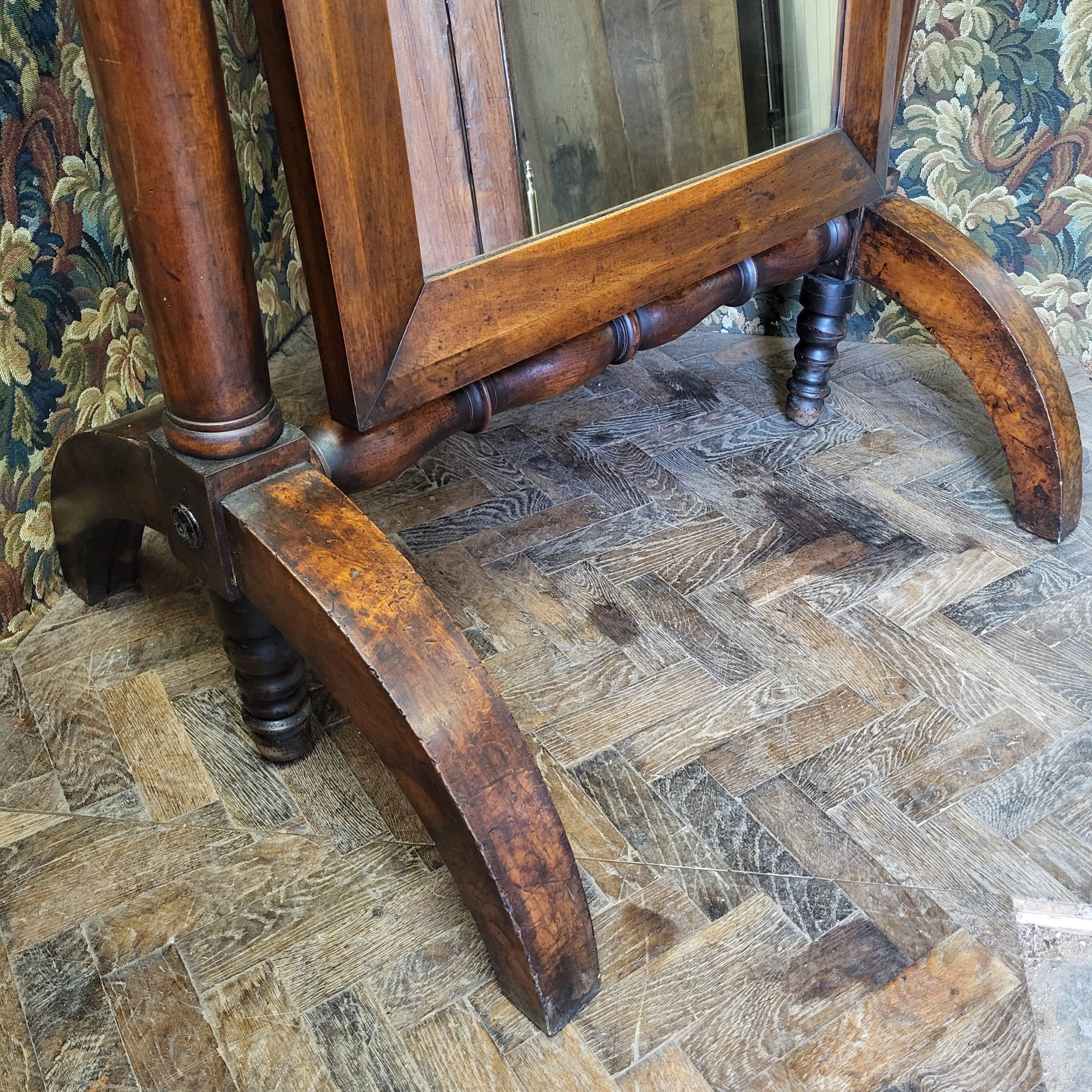 Veneer Large French cheval mirror For Sale