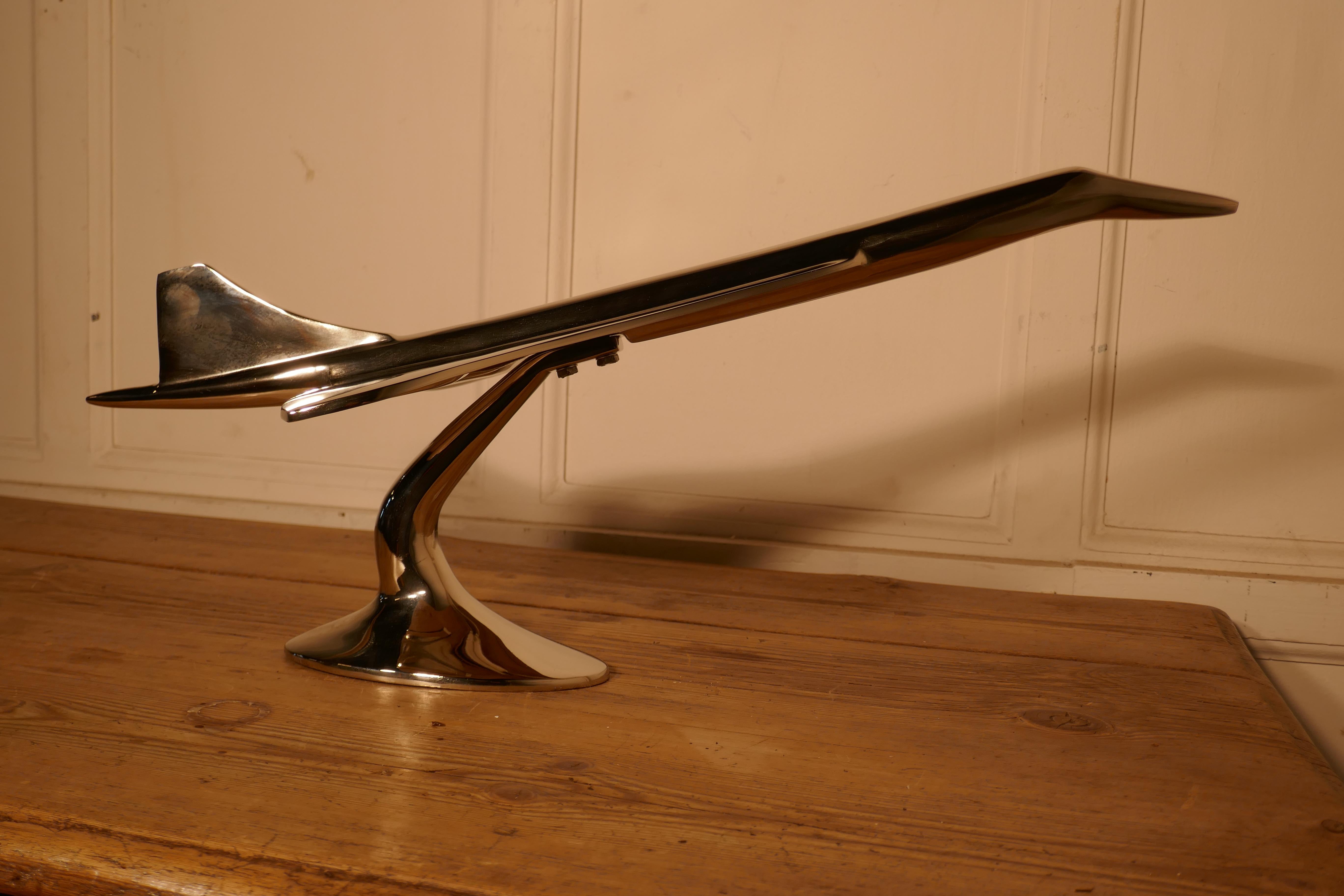 Mid-20th Century Large French Chrome Desk Model of Concorde