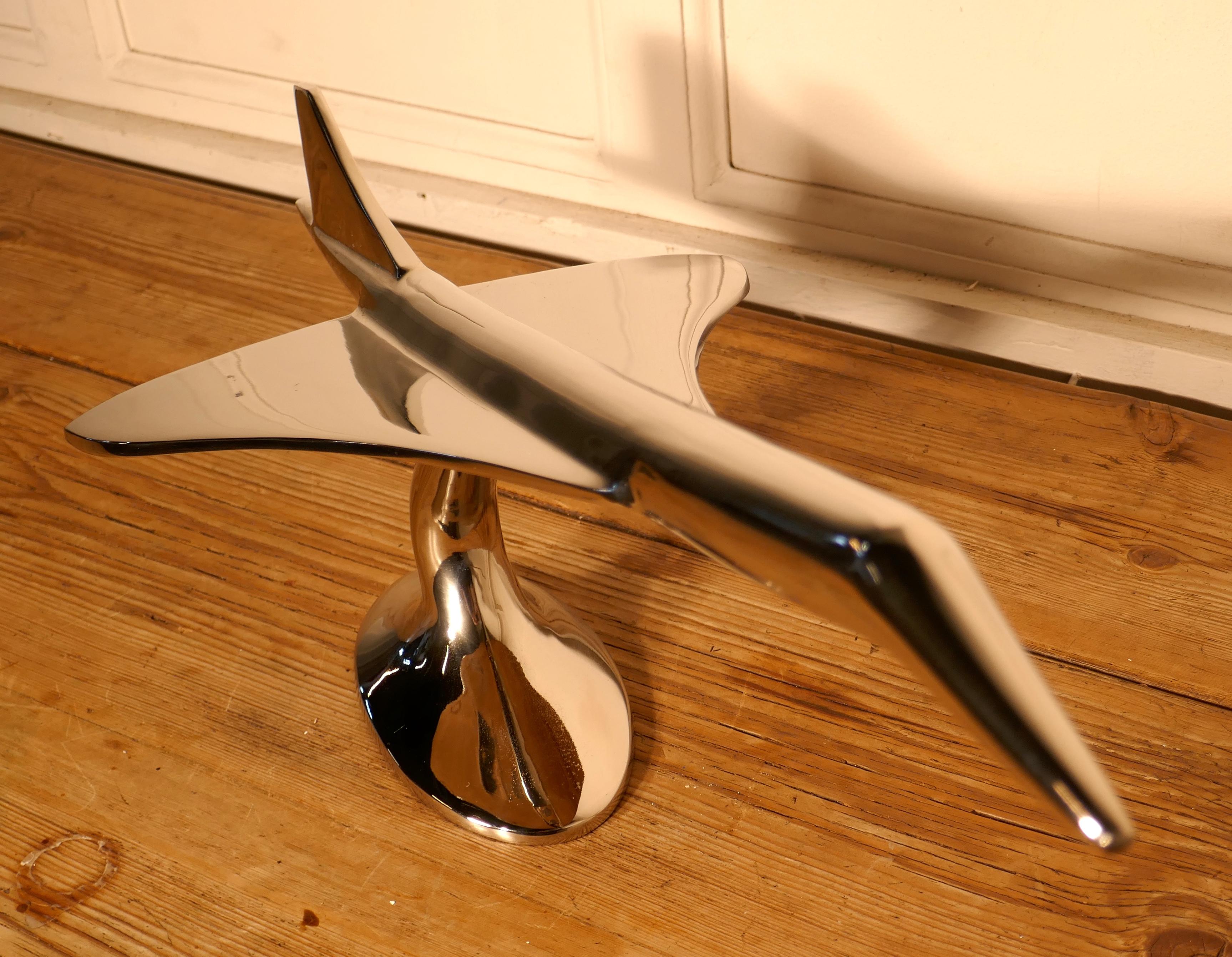 Large French Chrome Desk Model of Concorde 1