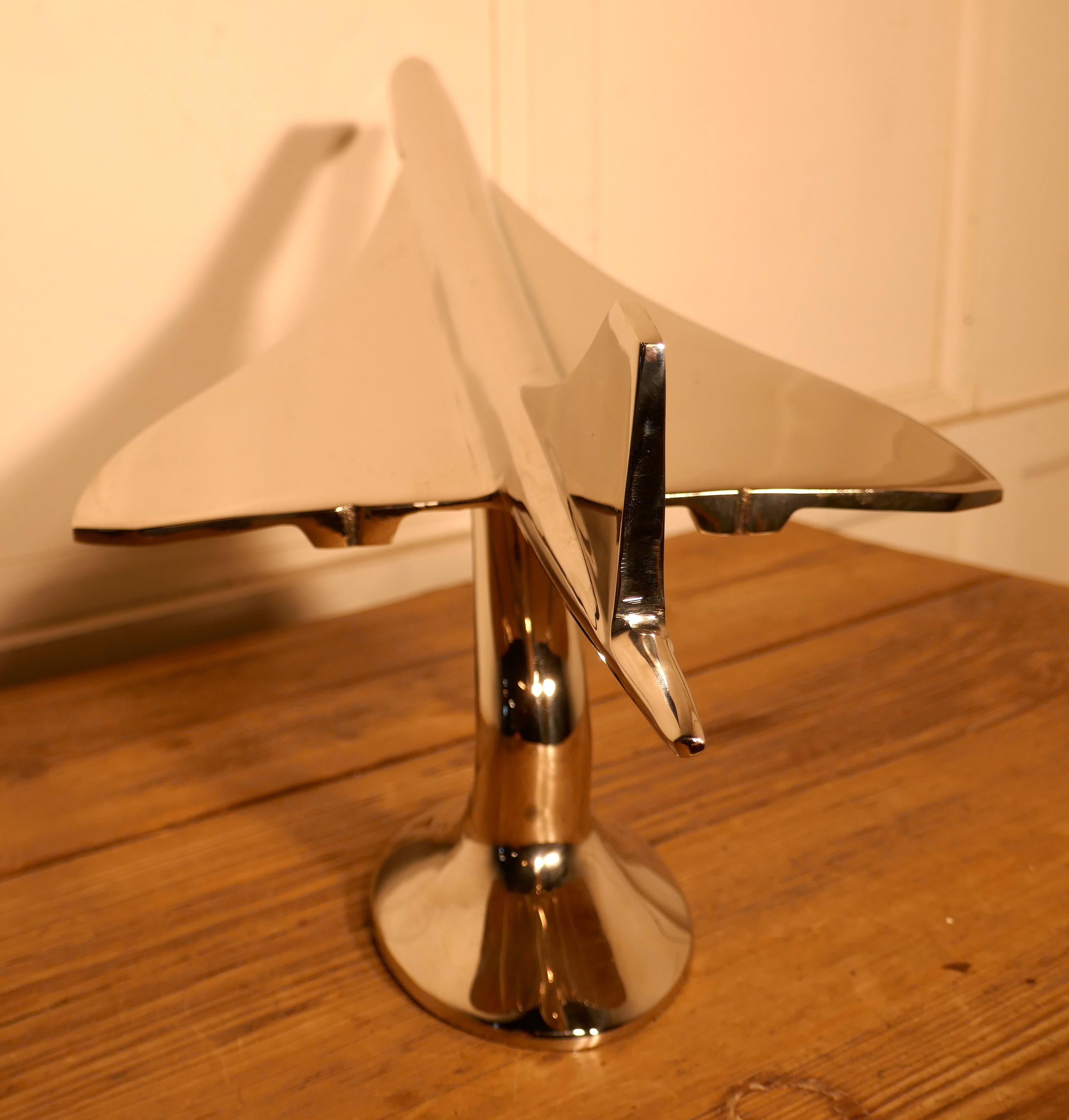 Large French Chrome Desk Model of Concorde 2