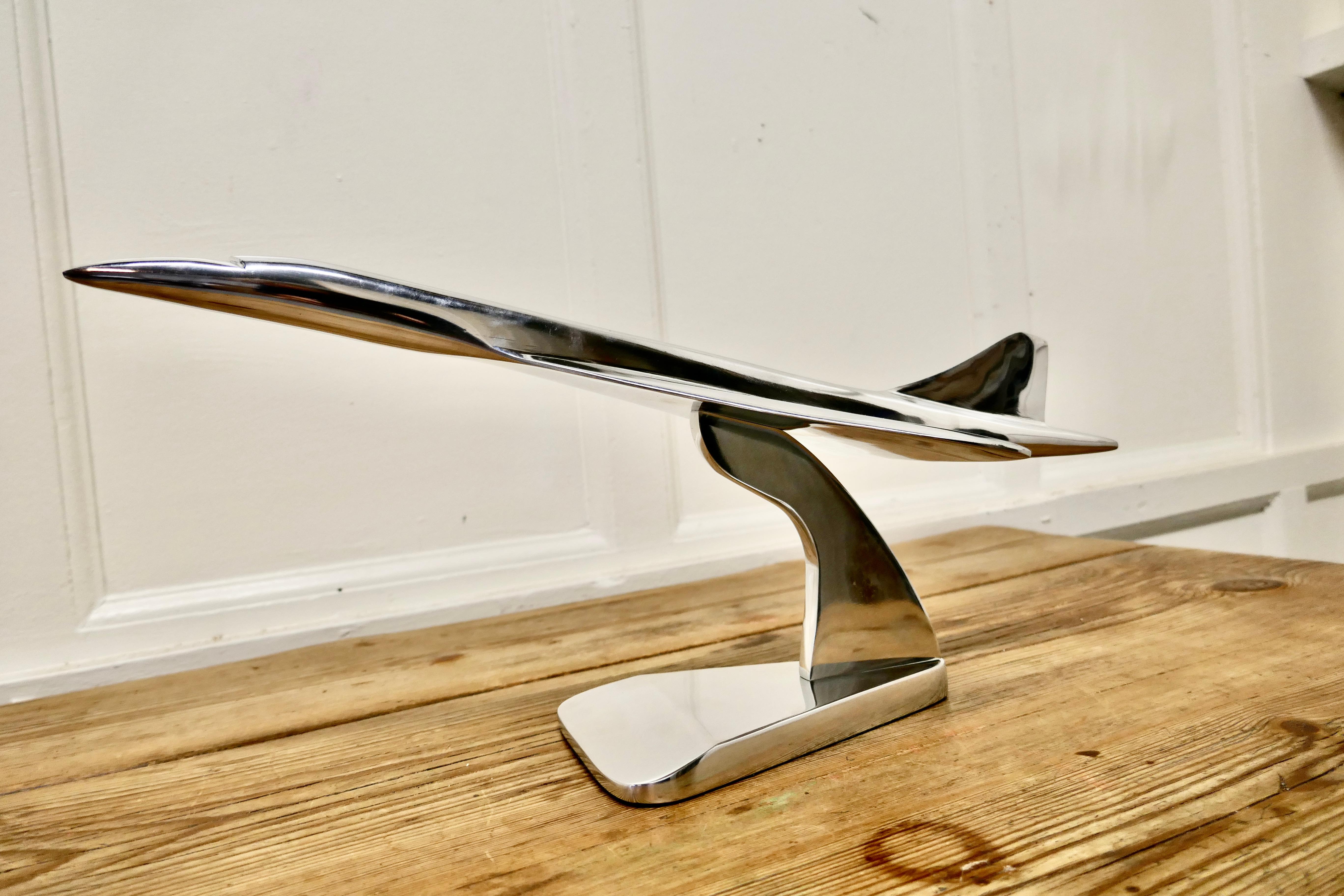 Mid-Century Modern Large French Chrome Desktop Model of Concorde