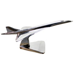 Large French Chrome Desktop Model of Concorde