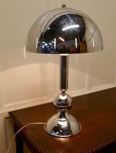 Mid-Century Modern French Chrome Table Lamp with Mushroom Shade, 1970