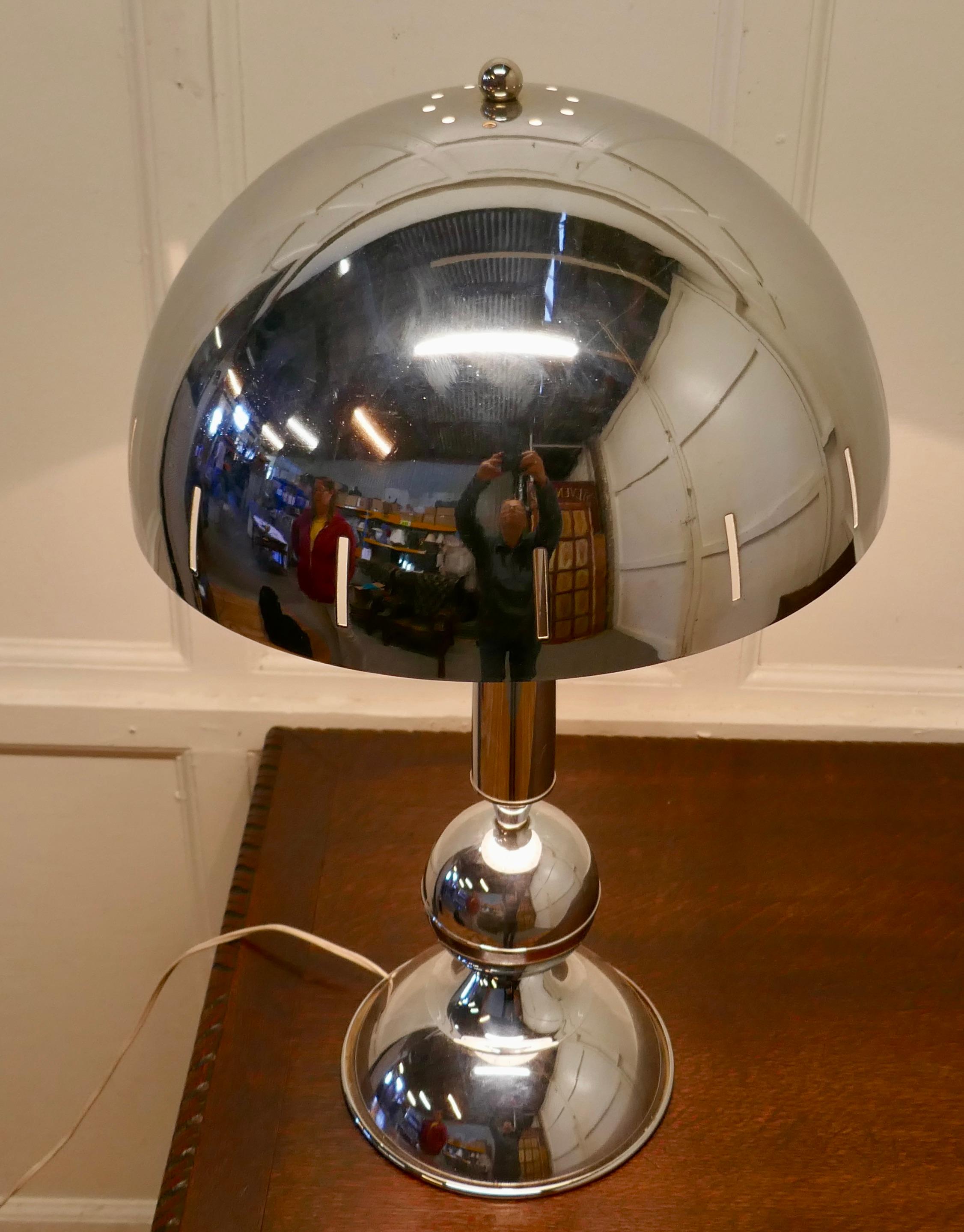 Large French Chrome Retro Style Table Lamp In Good Condition For Sale In Chillerton, Isle of Wight