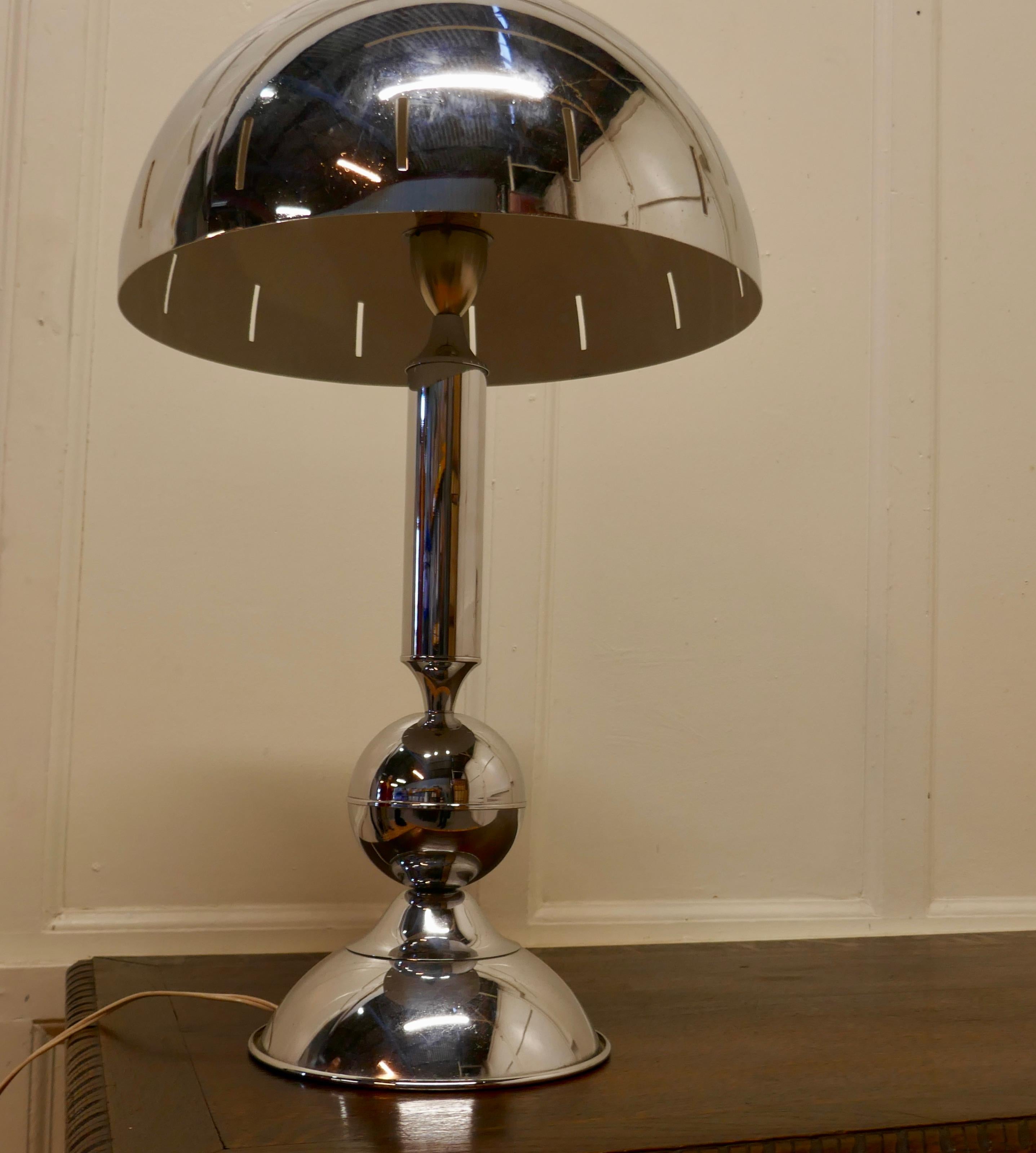 Large French Chrome Retro Style Table Lamp For Sale 2
