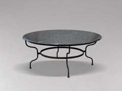 Grande table à manger de jardin de style circulaire français avec plateau en granit