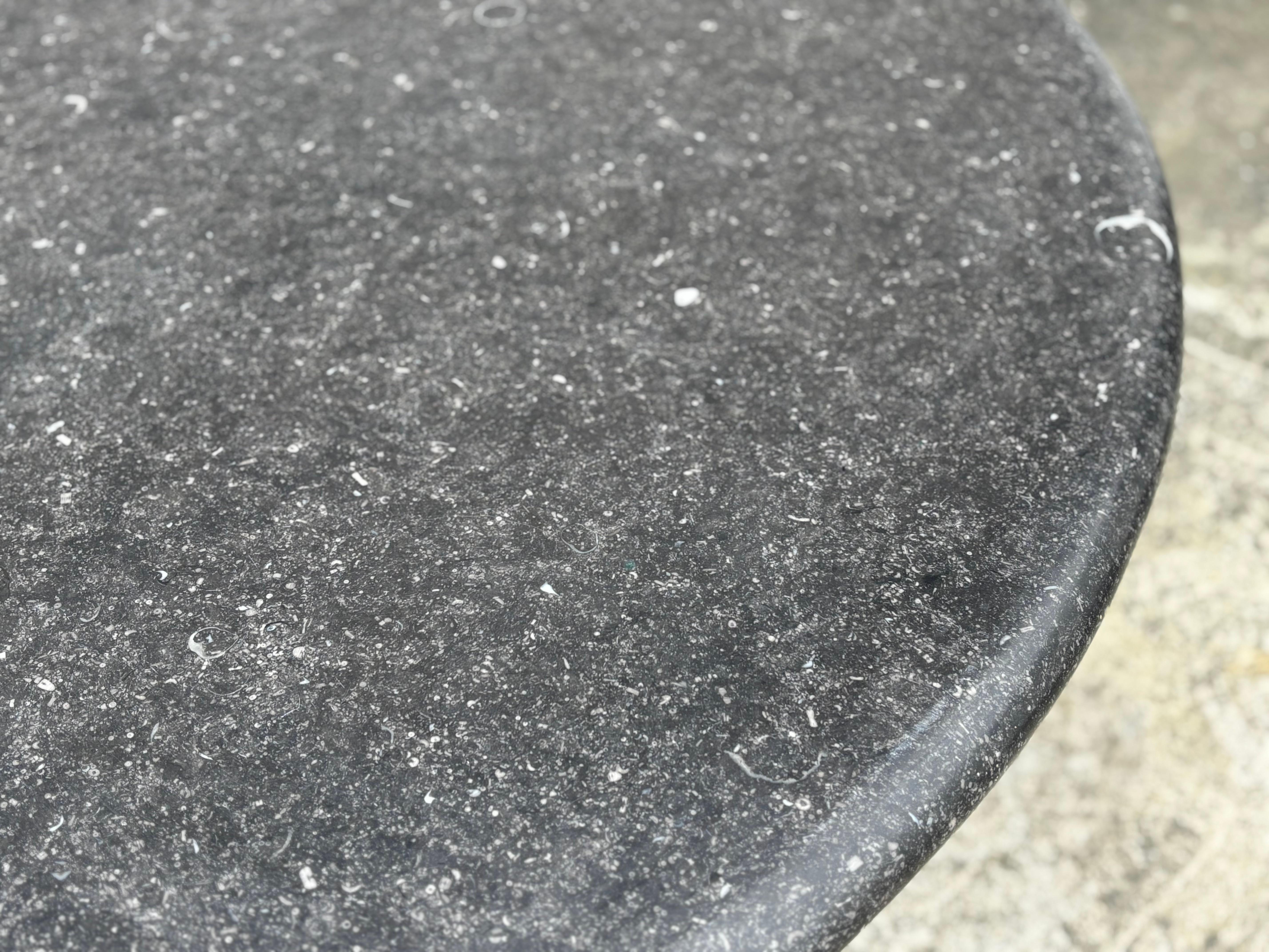 Large French Circular Granite Top Garden Patio Dining Table In Good Condition For Sale In Petworth,West Sussex, GB