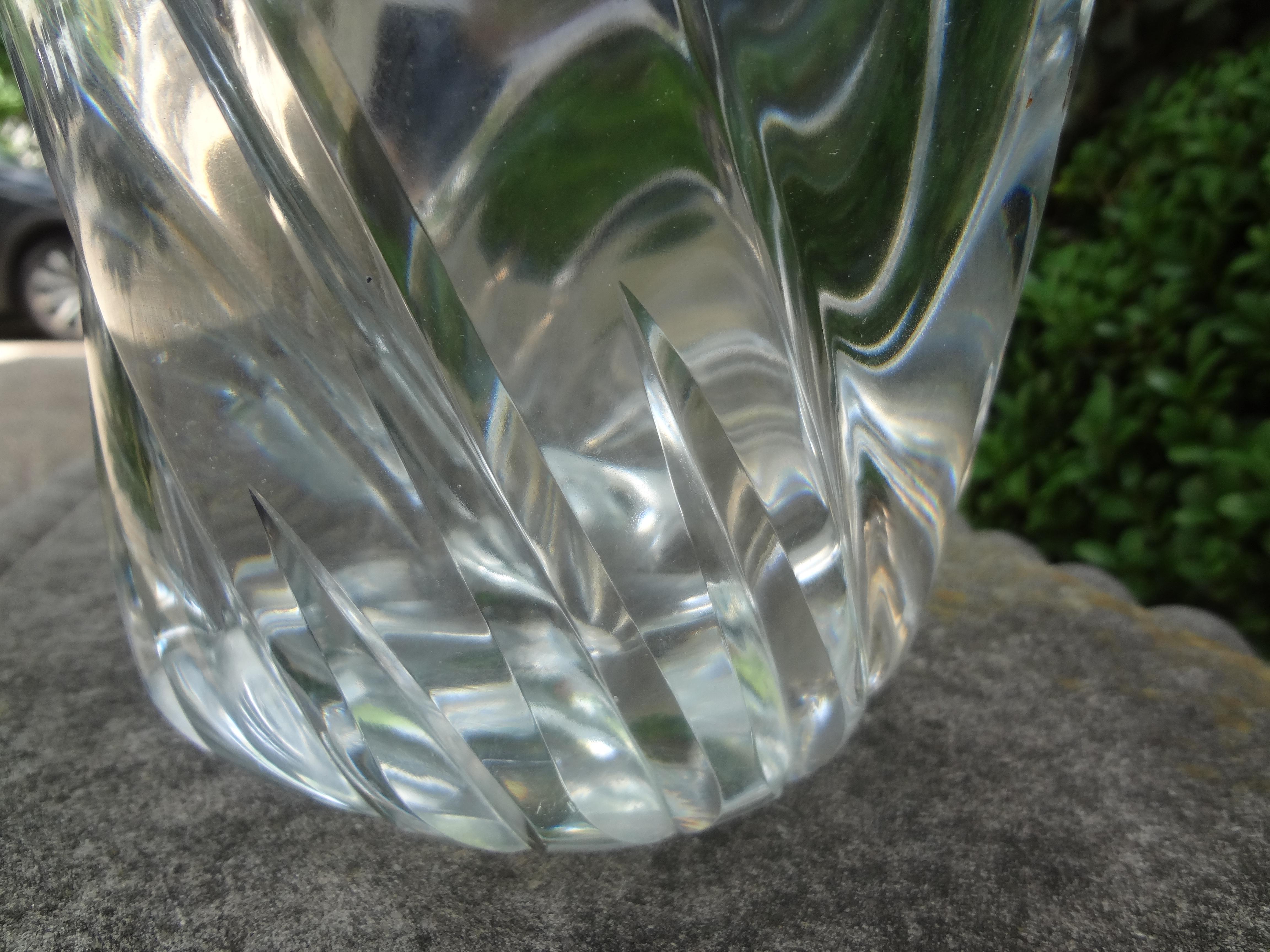 Hollywood Regency Large French Clear Crystal Vase by Daum For Sale