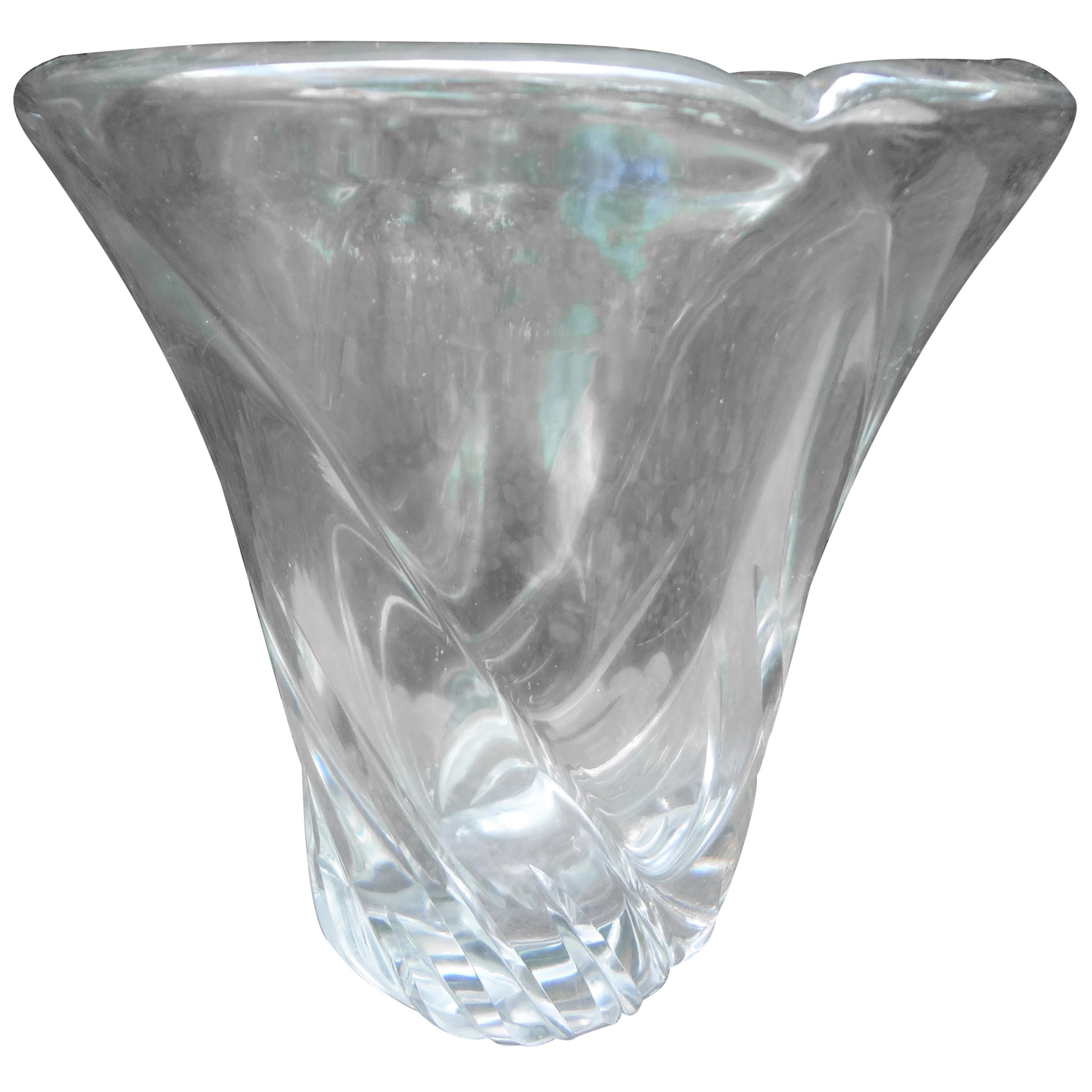 Daum France Large Crystal Centerpiece Bowl Vase, circa 1950s at 1stDibs