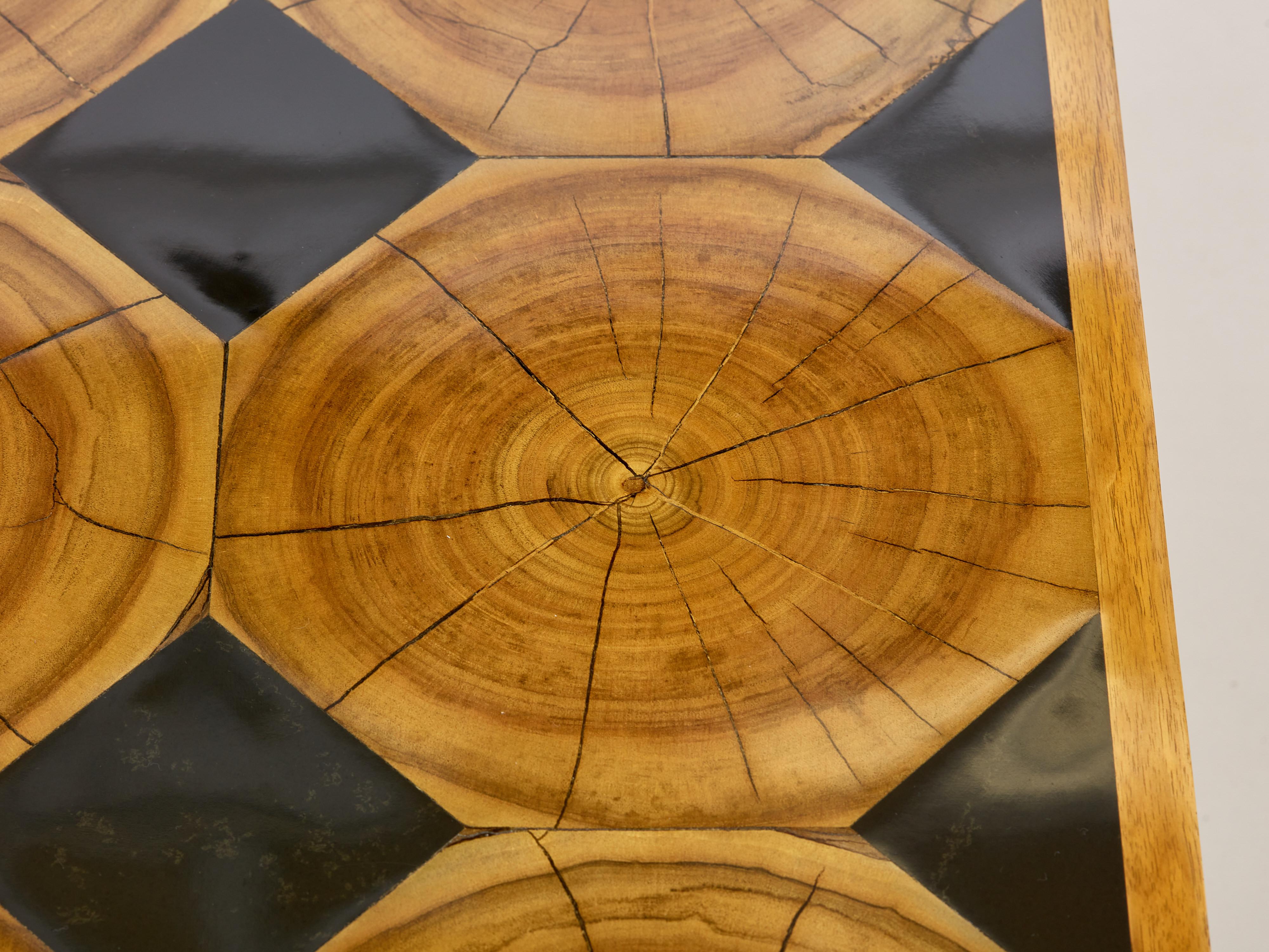  Grande table basse française en bois d'Oak Wood pétrifié et plateau en ardoise 1960 en vente 1