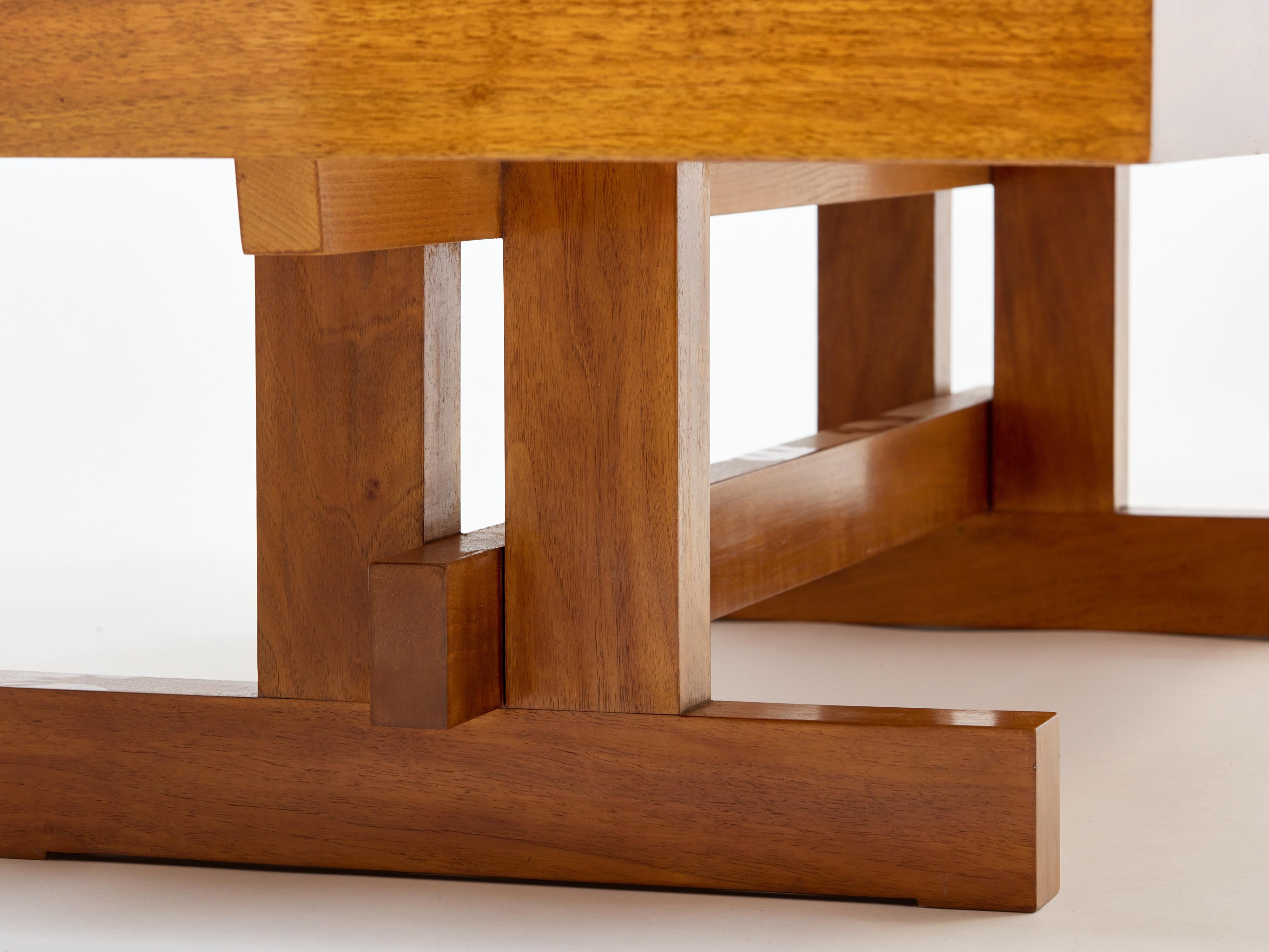  Grande table basse française en bois d'Oak Wood pétrifié et plateau en ardoise 1960 en vente 2