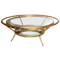 Large French Coffee Table with Crystal Insets