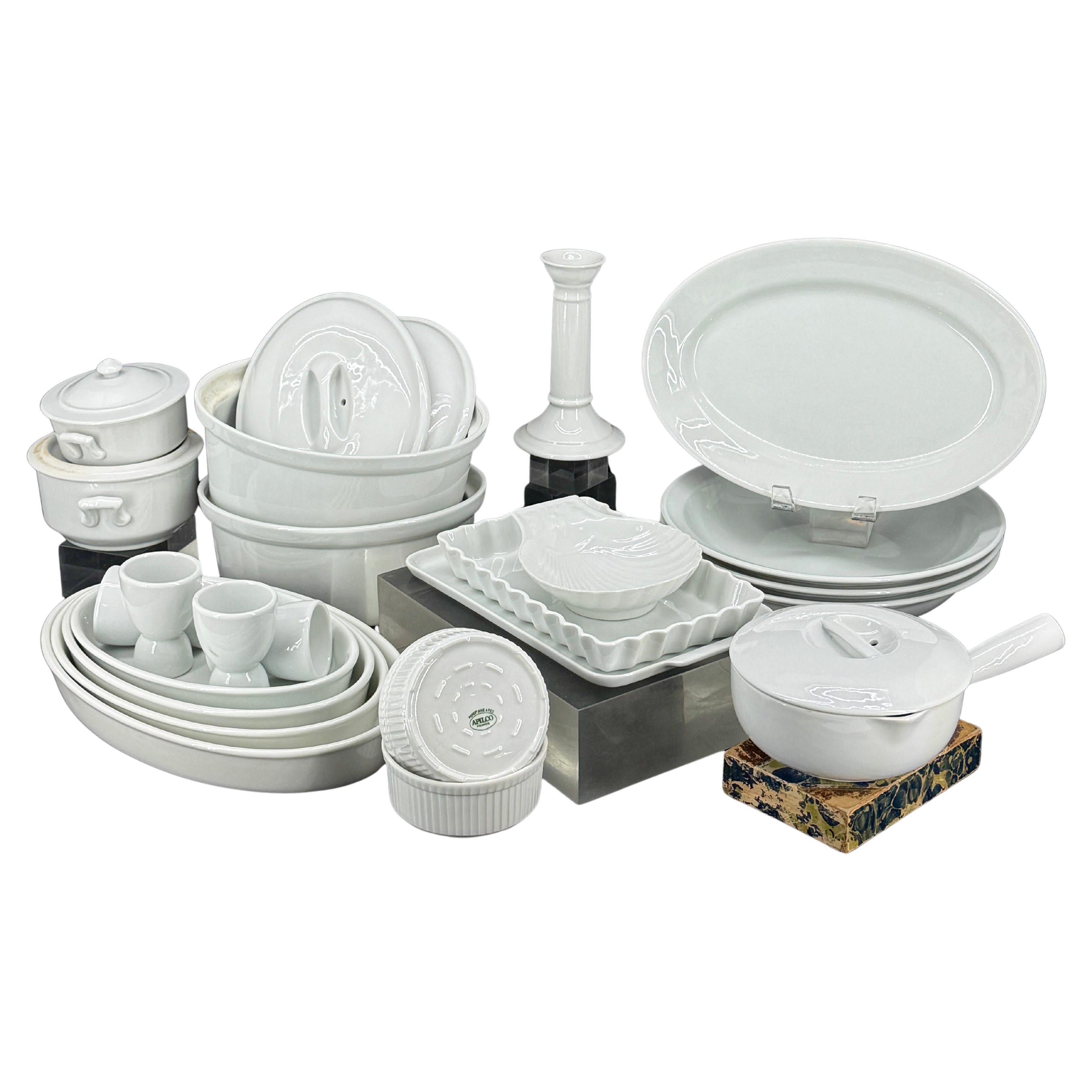 Vintage 1990s French Aplico Porcelain Serveware Set, 22 Pieces