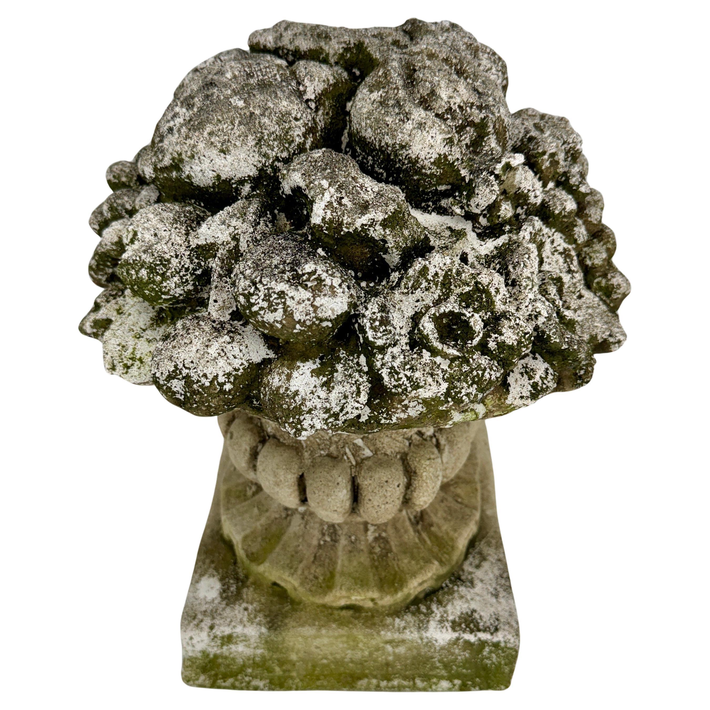 Large French Concrete Compote Garden Topiary with Flowers For Sale 7