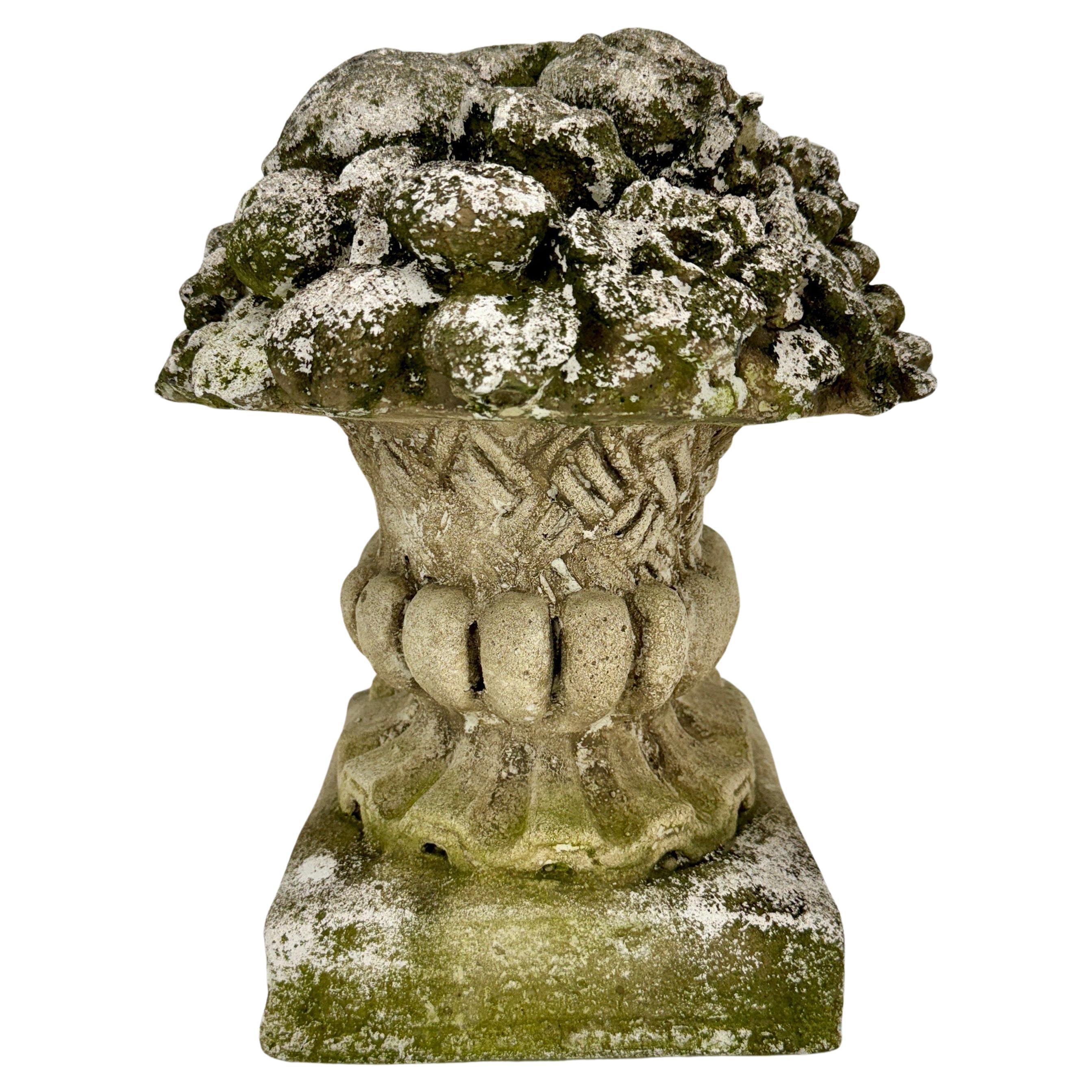 Large French Concrete Compote Garden Topiary with Flowers For Sale 8
