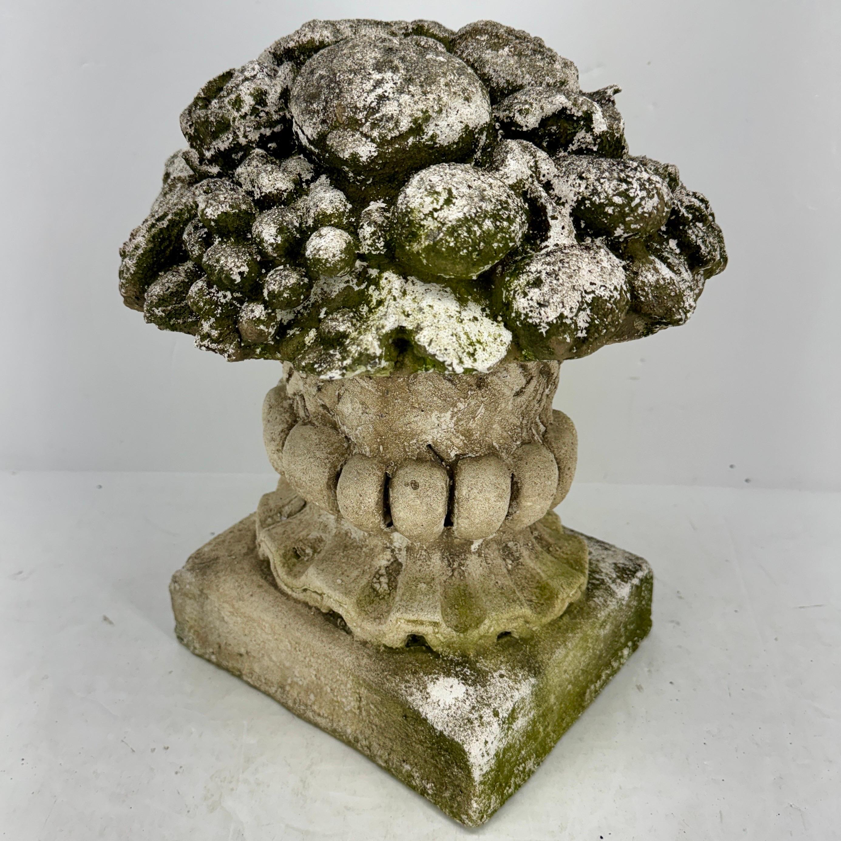 Large French Concrete Compote Garden Topiary with Flowers For Sale 9
