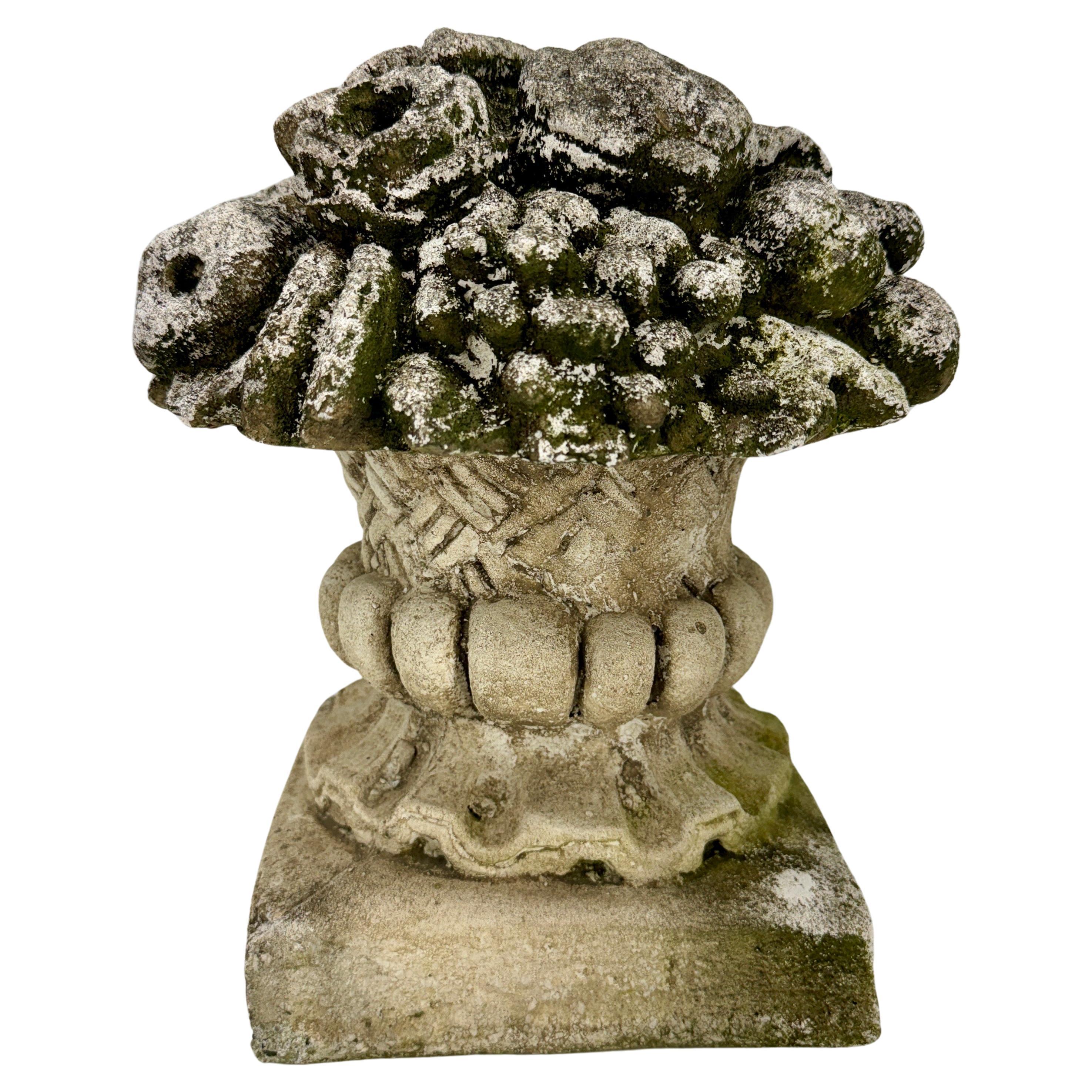 Large French Concrete Compote Garden Topiary with Flowers For Sale 10