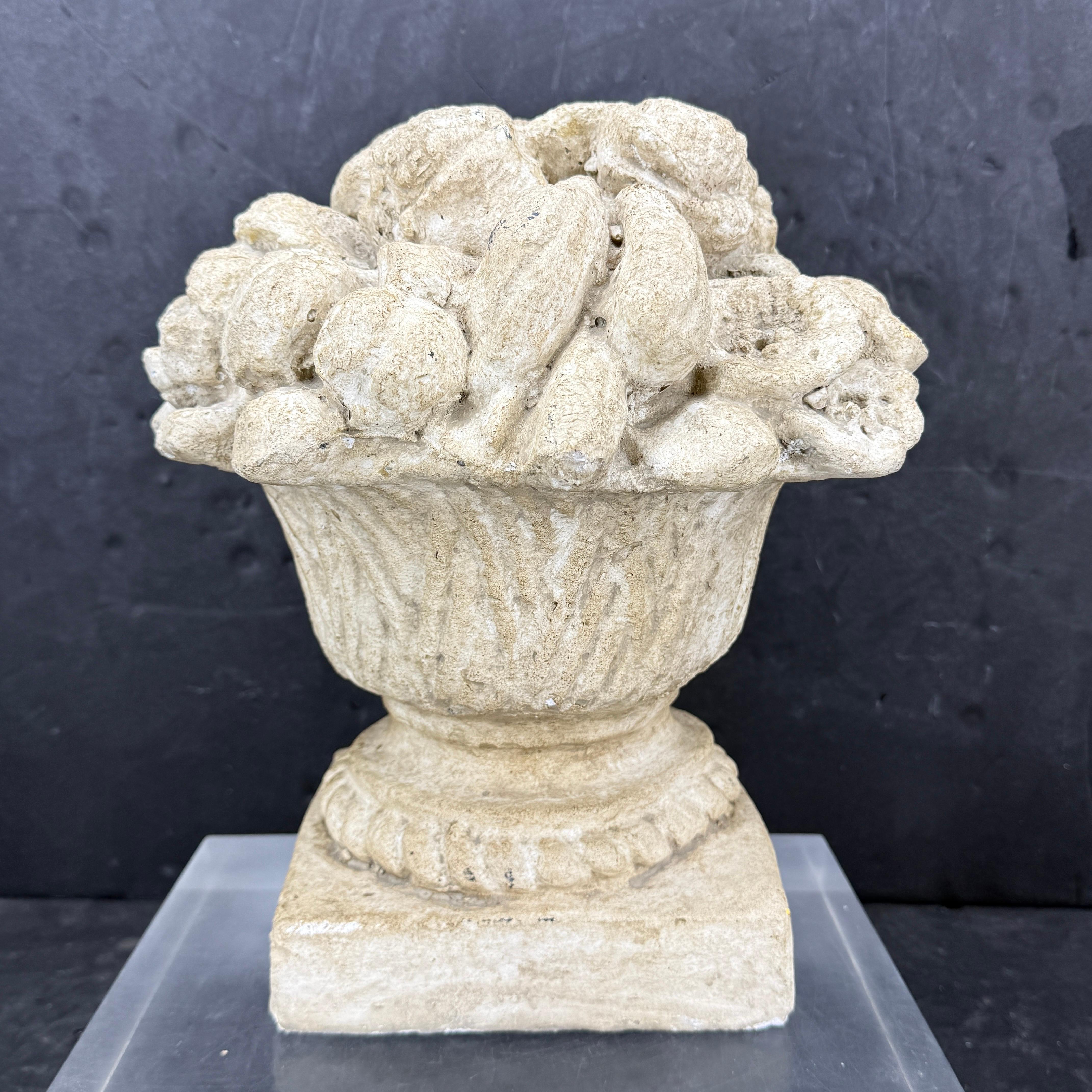 Charming Vintage Garden Topiary with Flowers. Beautifully aged flower sculpture for indoor or outdoor. Certainly, would make a fantastic centerpiece on a console or dining table as well as coffee or side table. Could also be displayed as a lovely