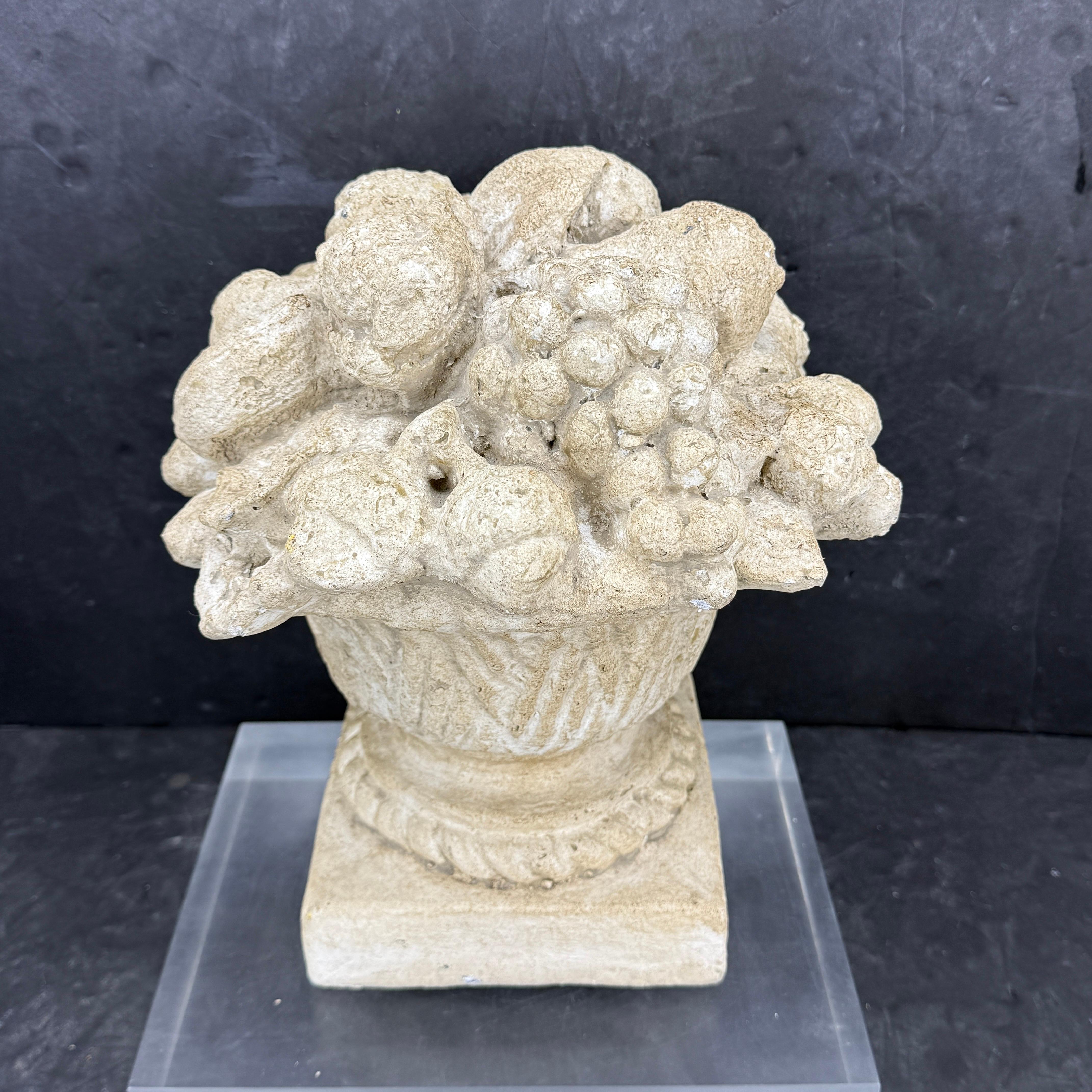 Large French Concrete Compote Garden Topiary with Flowers For Sale 1