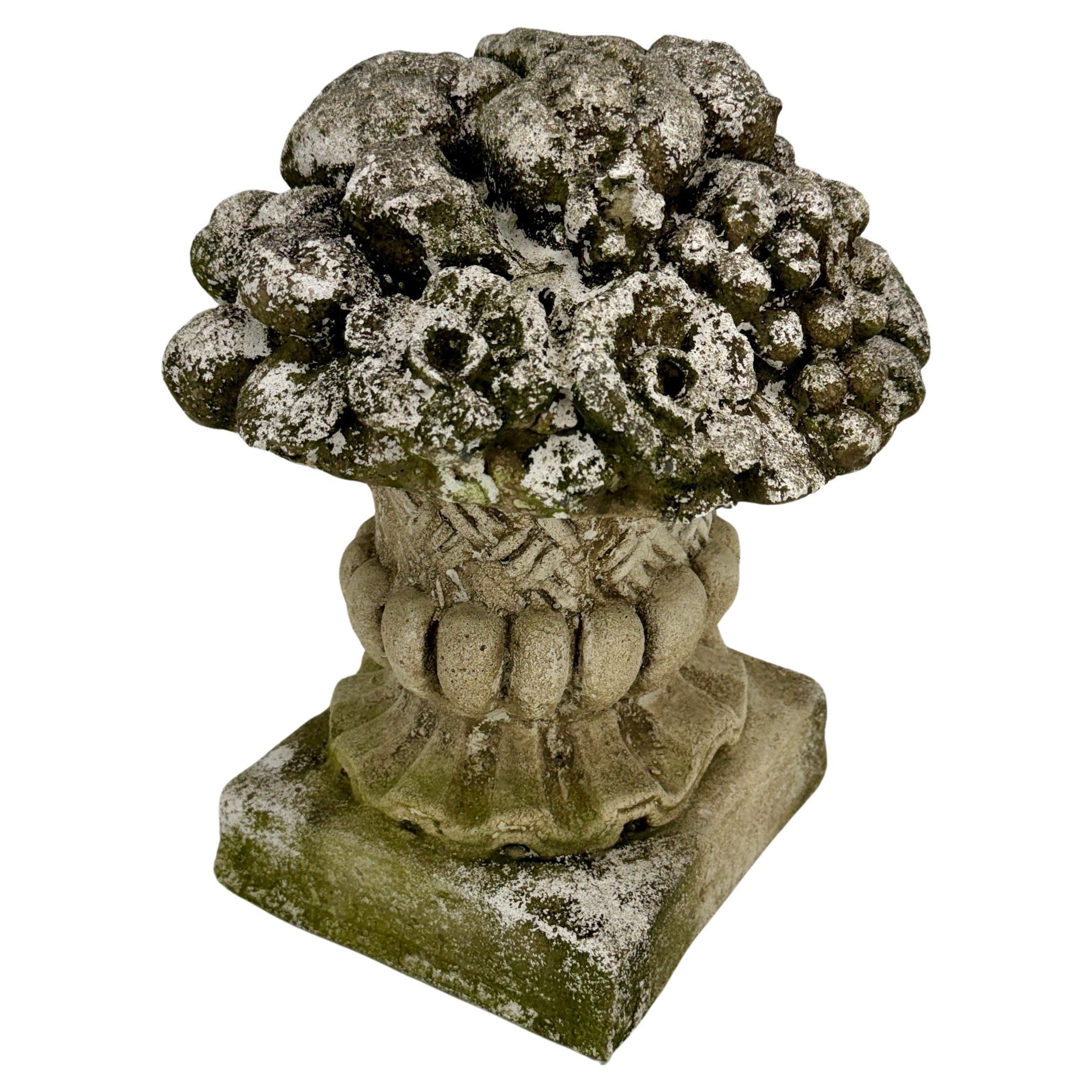 Large French Concrete Compote Garden Topiary with Flowers For Sale