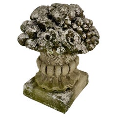 Vintage Large French Concrete Compote Garden Topiary with Flowers