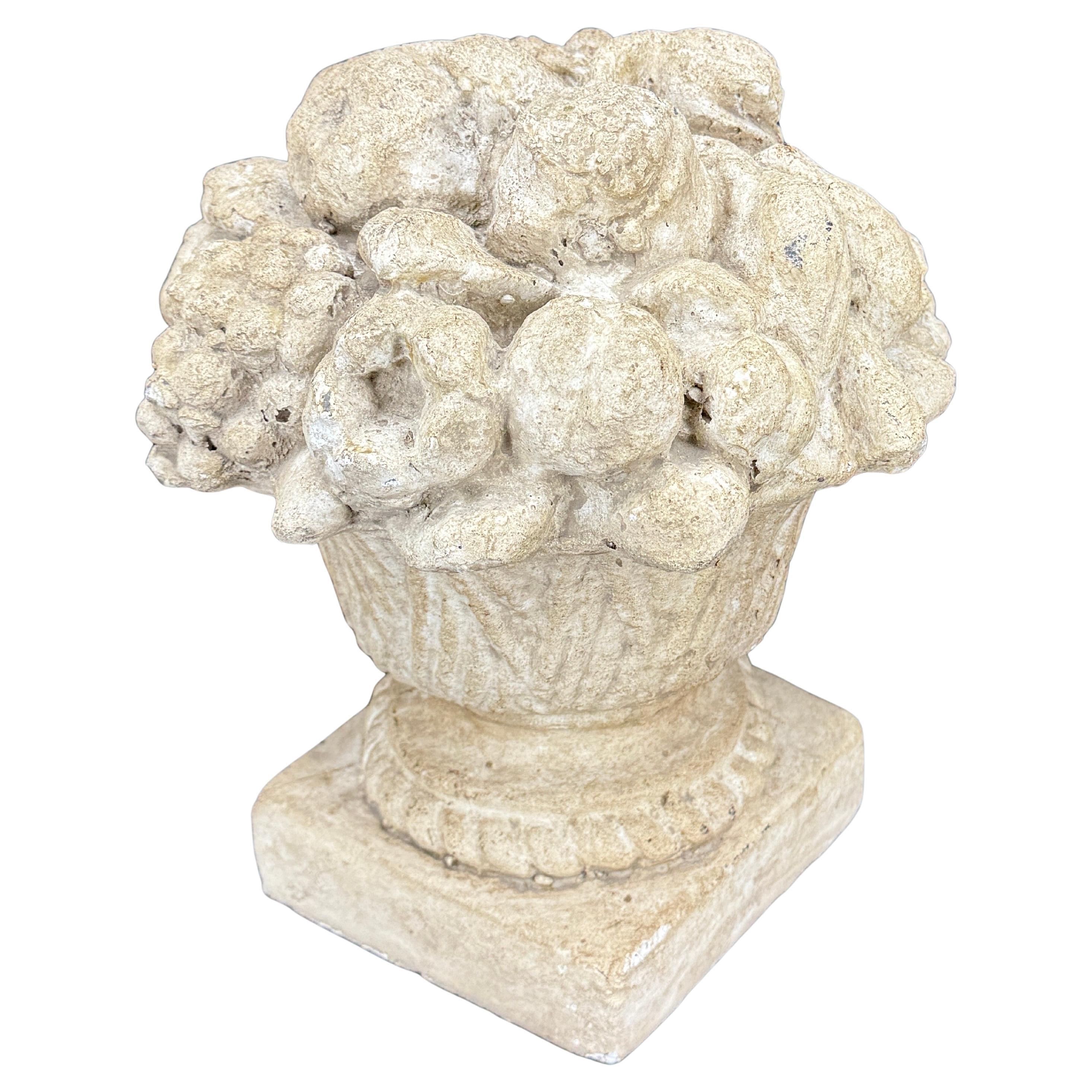 Large French Concrete Compote Garden Topiary with Flowers For Sale