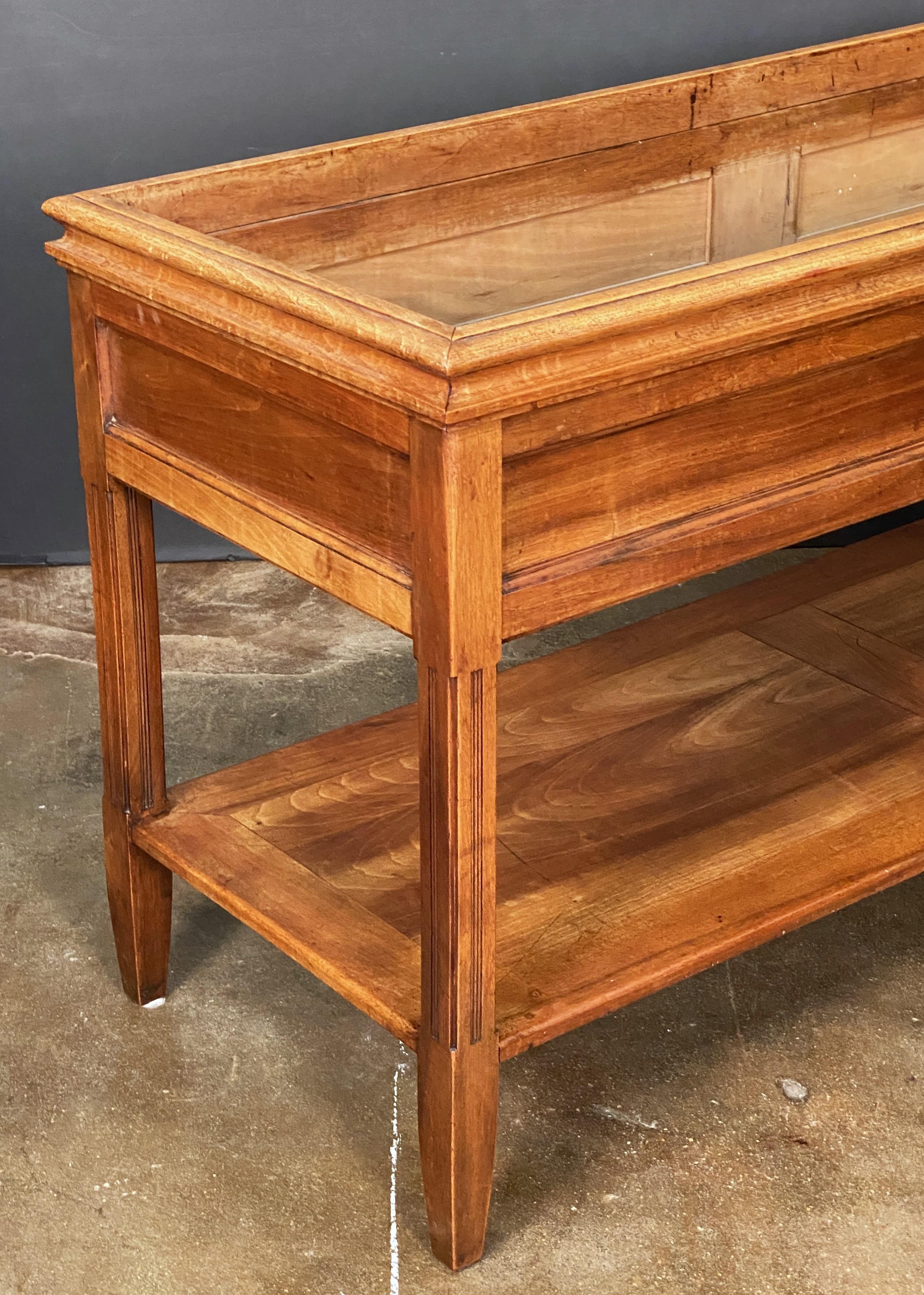 Métal Grande table console ou jardinière en merisier avec revêtement en métal en vente