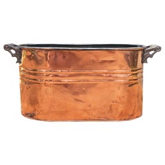 Used Large French Copper Beverage Cooler or Log Carrier, circa 1930