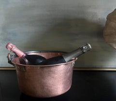 Großer französischer Kupferkauldron mit Eisengriff, ca. 19. Jahrhundert