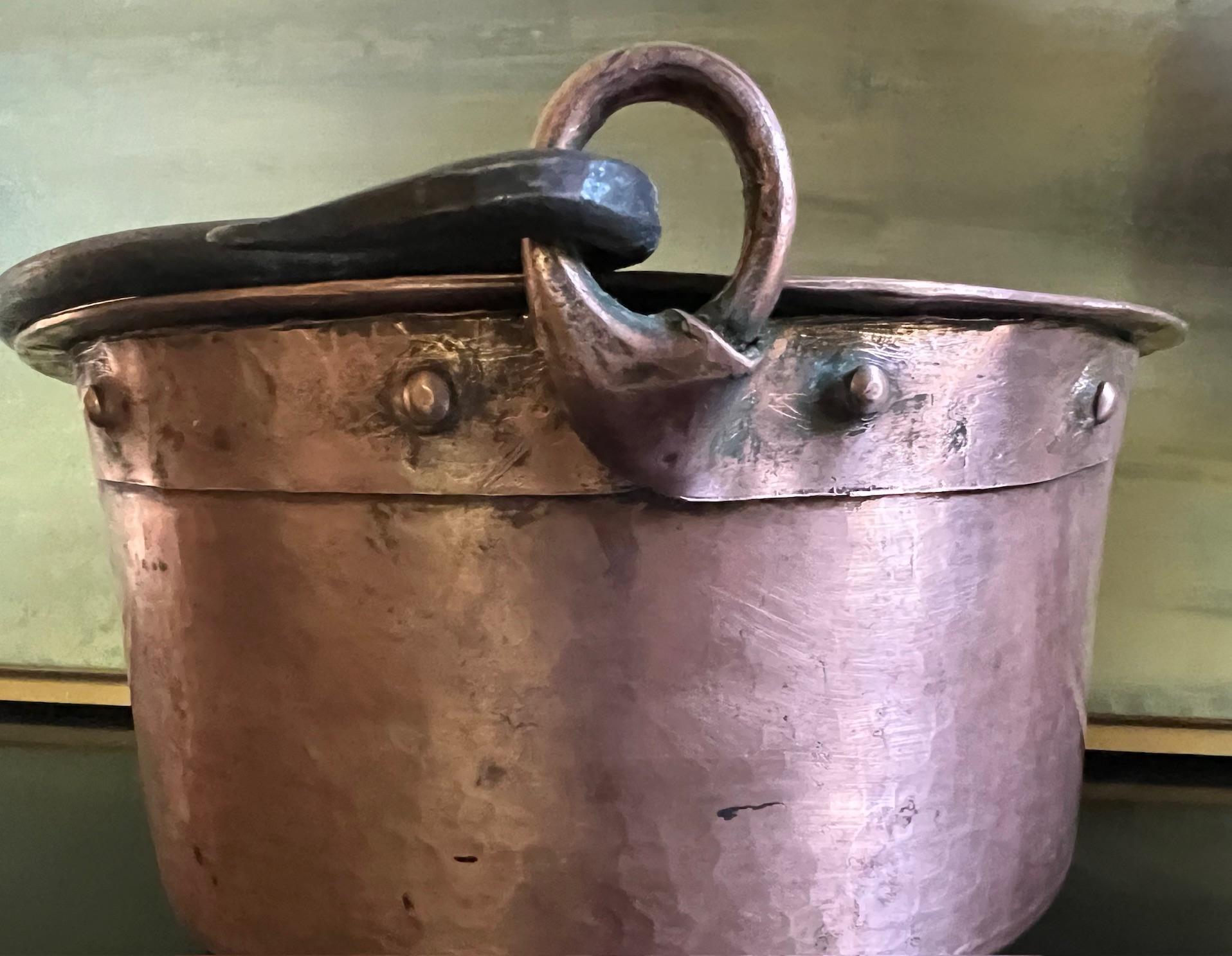 Grande calderone francese in rame con manico in ferro, XIX secolo circa In condizioni buone in vendita a Ross, CA