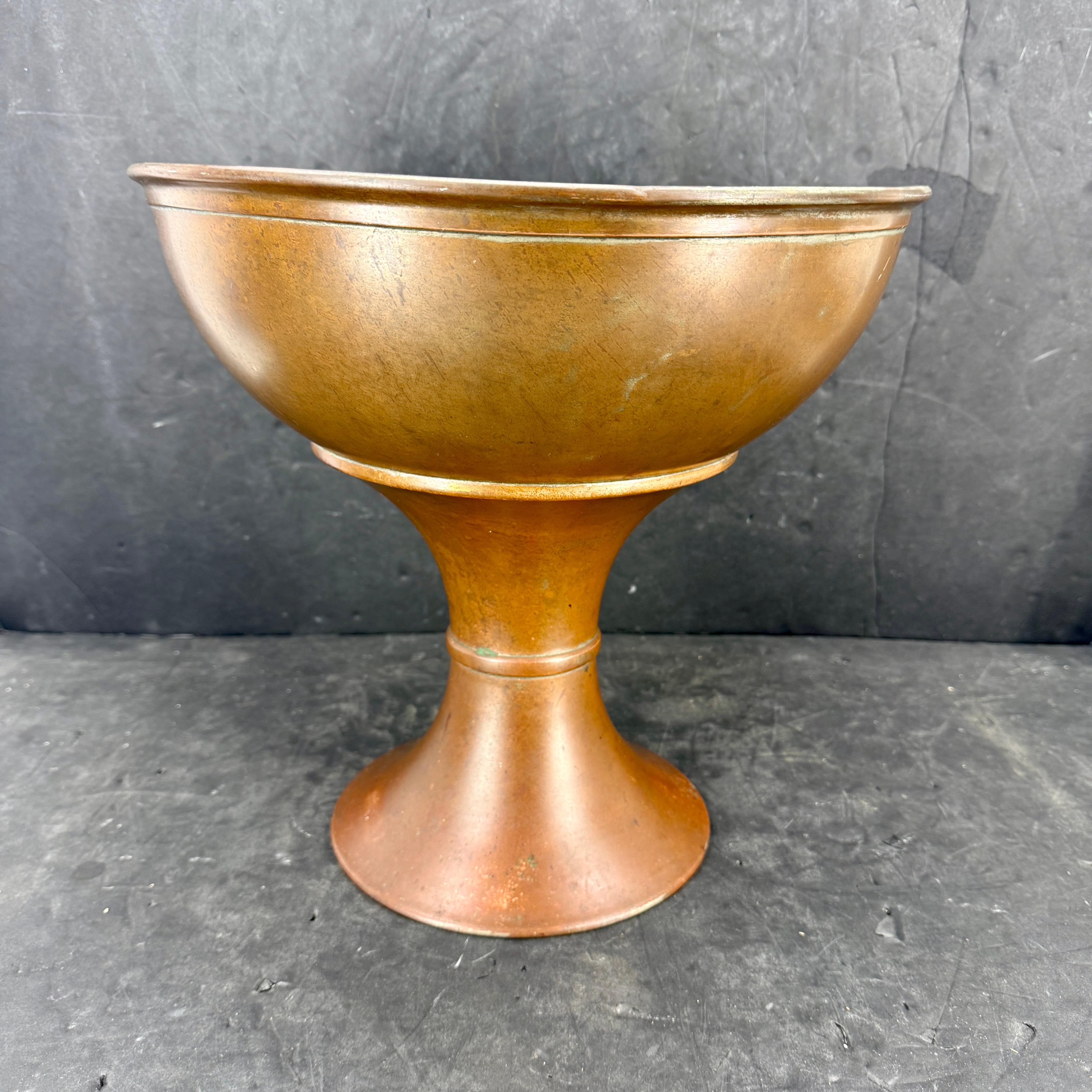 French Provincial Large French Copper Footed Wine Champagne Cooler Bucket For Sale