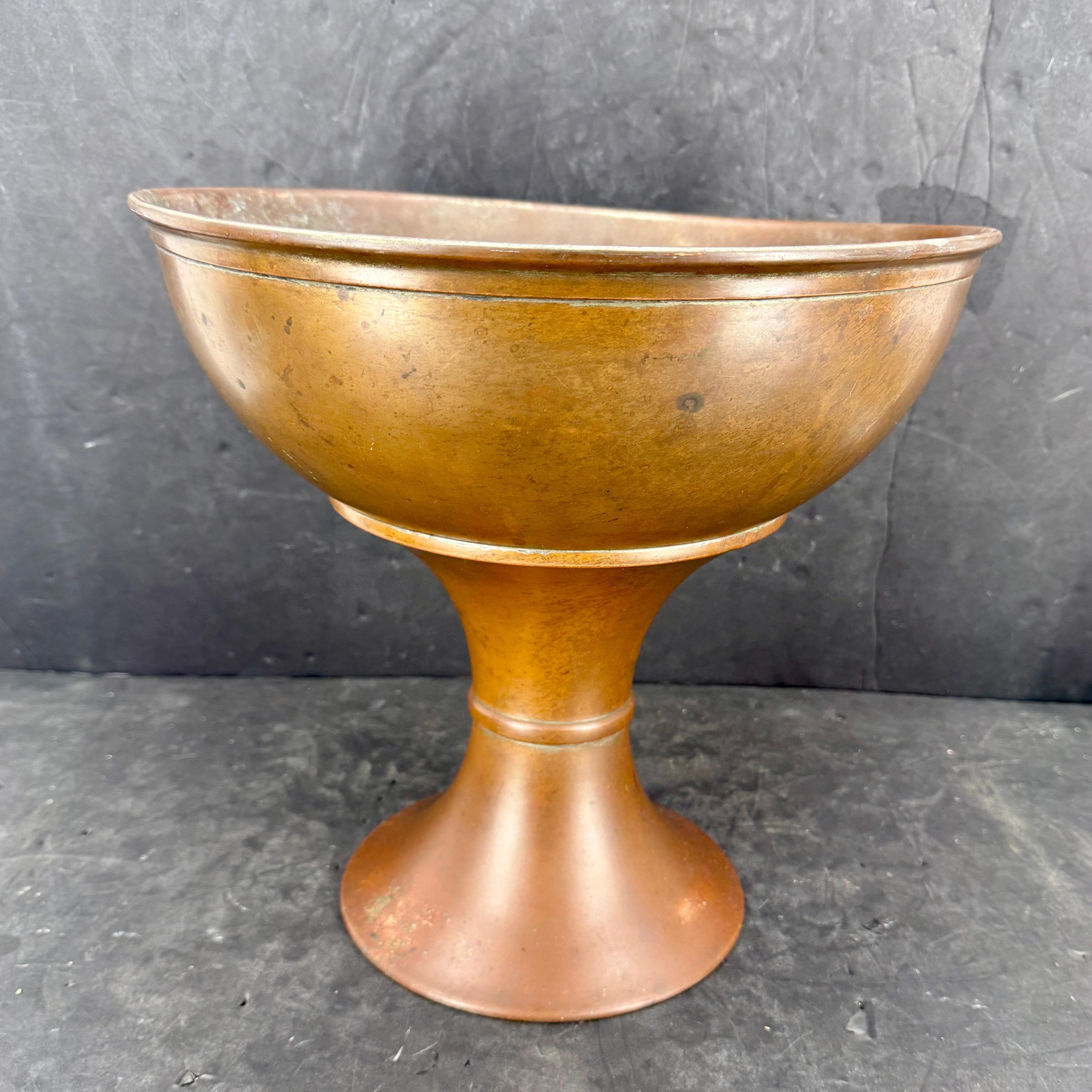 Large French Copper Footed Wine Champagne Cooler Bucket For Sale 1