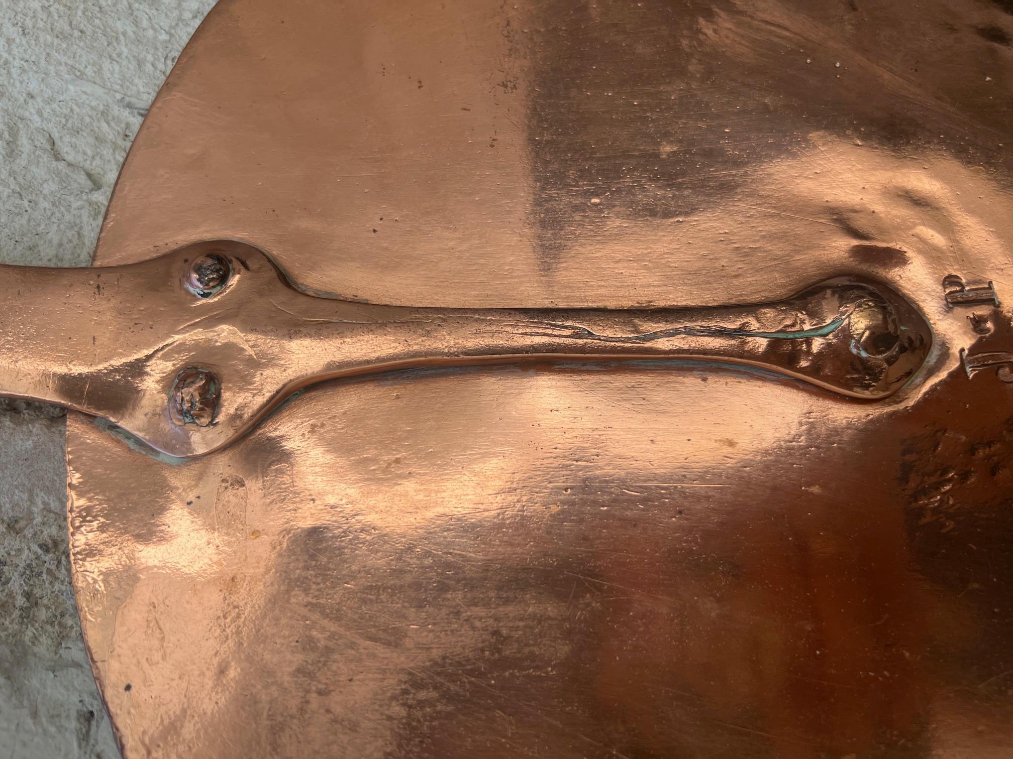 Hand-Crafted Large French Copper Lid with Stamped Initials, C 1890's For Sale