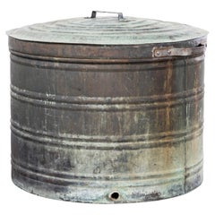 Used Large French Copper Round Brewers Tub With Lid - Planter