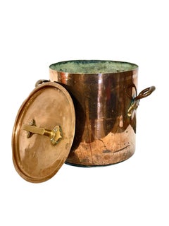 Large French Copper Stock Pot with Lid, Late 19th Century