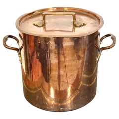 Large French Copper Stock Pot with Lid, Late 19th Century