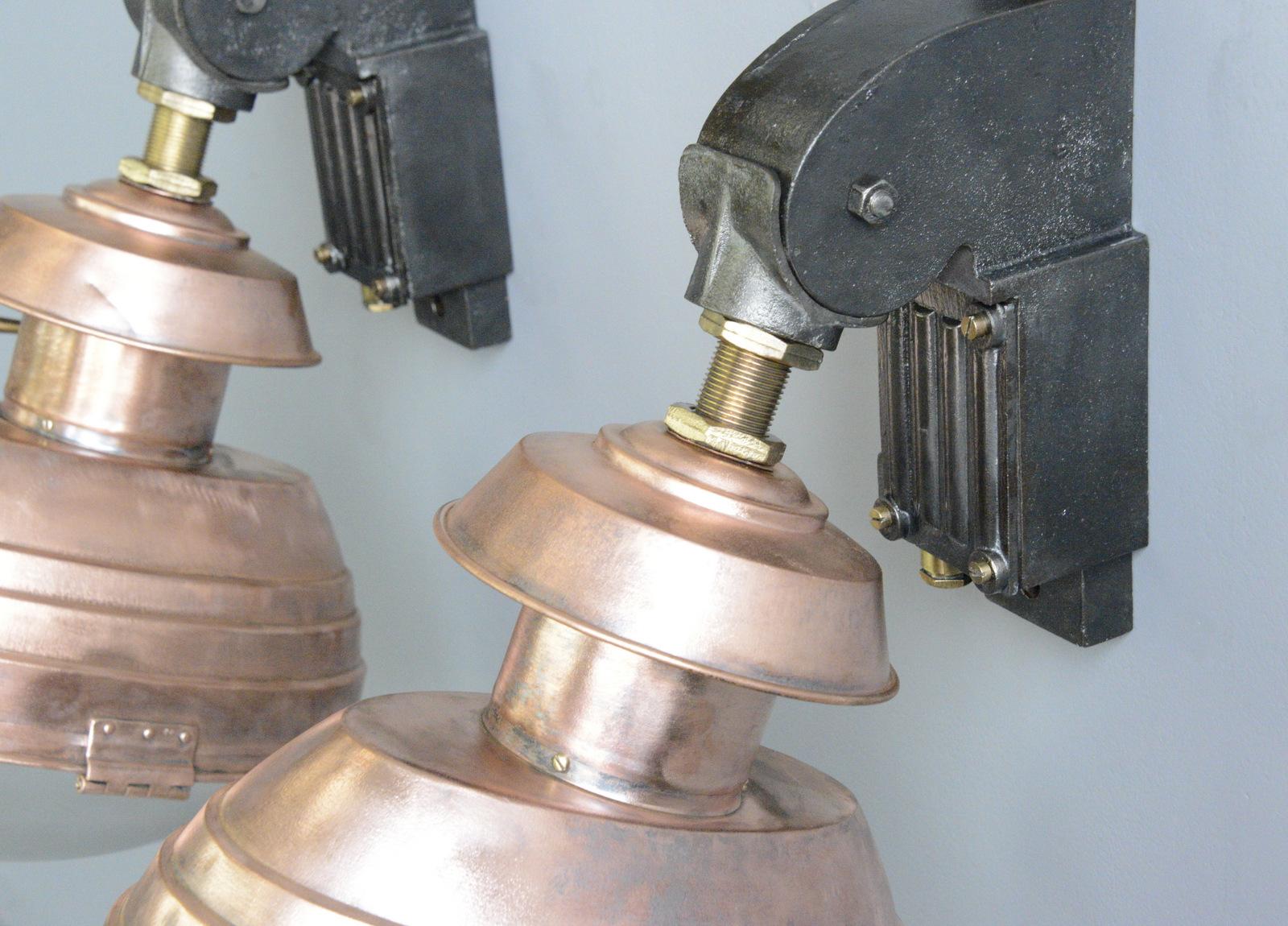 Large French Copper Wall Lights, Circa 1920s 1