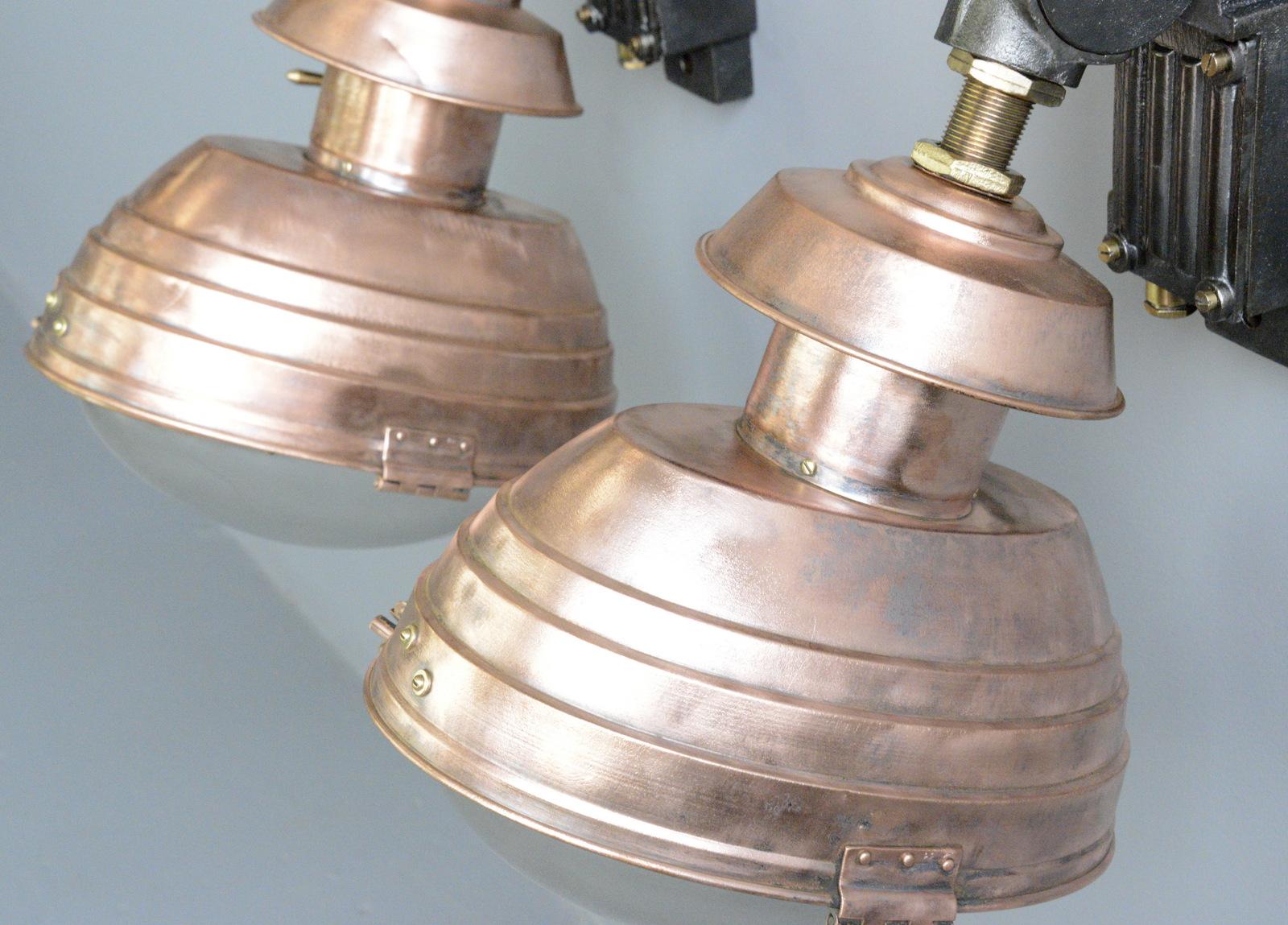 Large French Copper Wall Lights, Circa 1920s 2