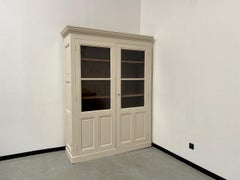 Large french corner wardrobe from the 1900s, pure linen color