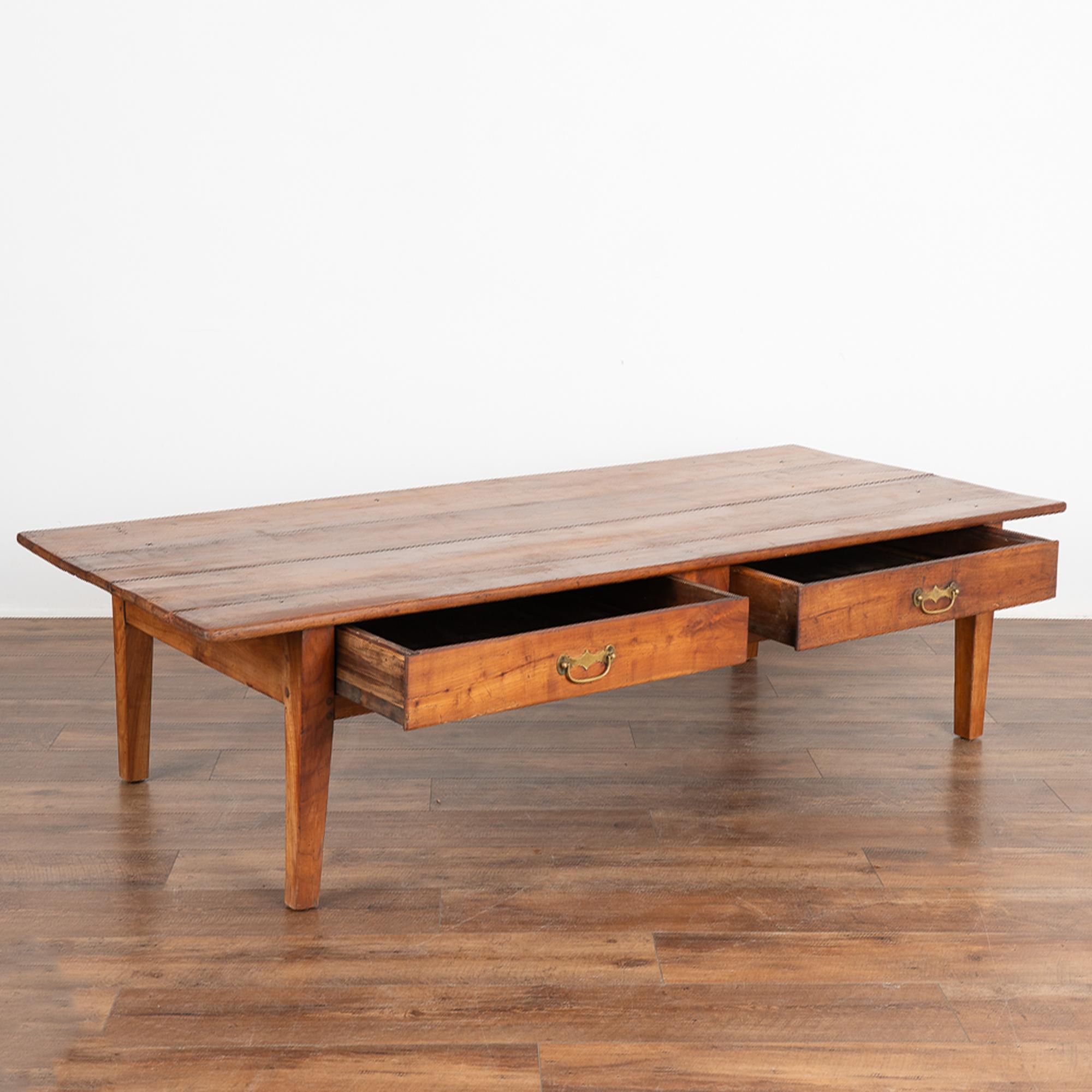 Large French Country Cherry Wood Coffee Table, circa 1820-40 In Good Condition In Round Top, TX