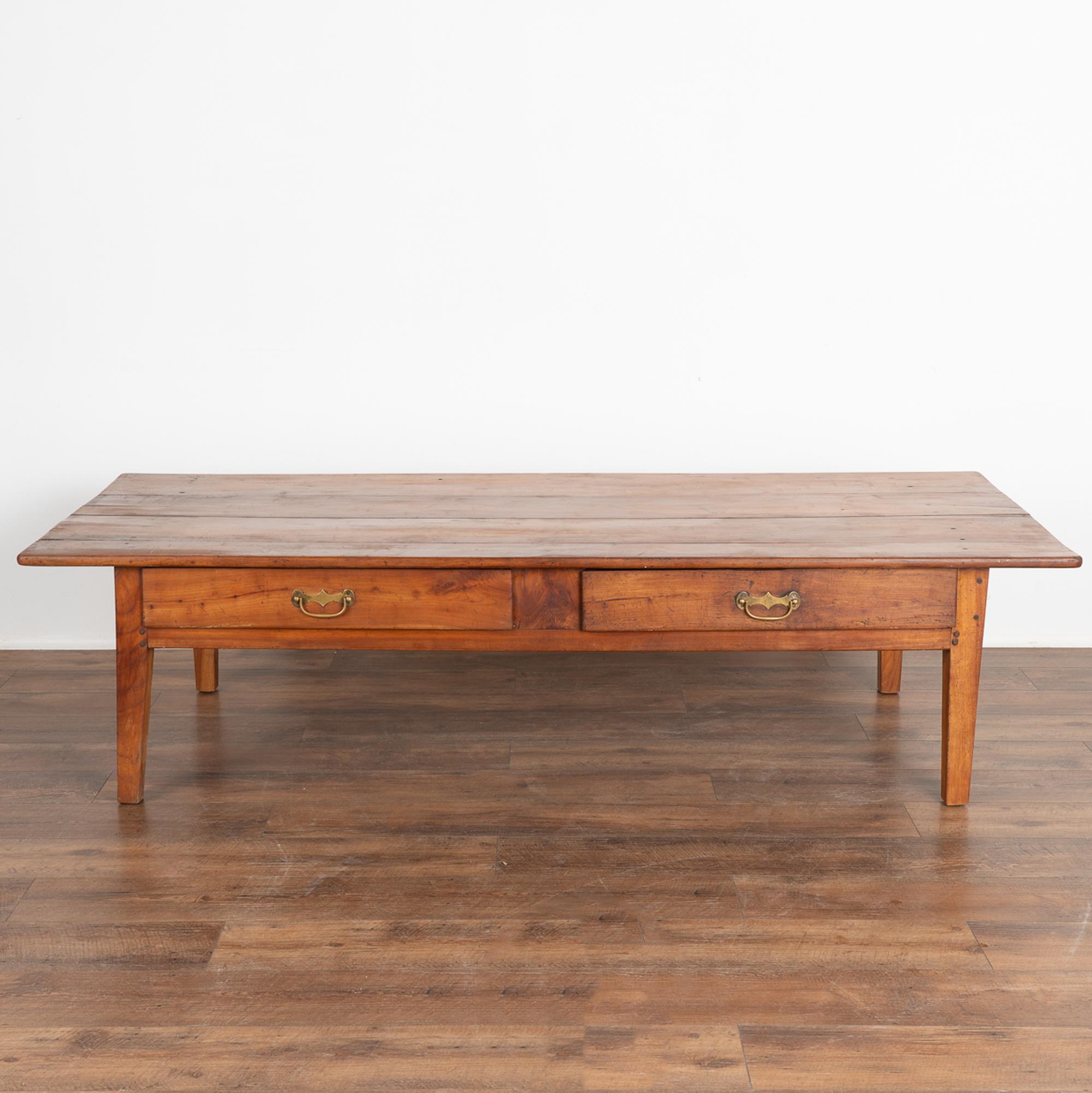 19th Century Large French Country Cherry Wood Coffee Table, circa 1820-40
