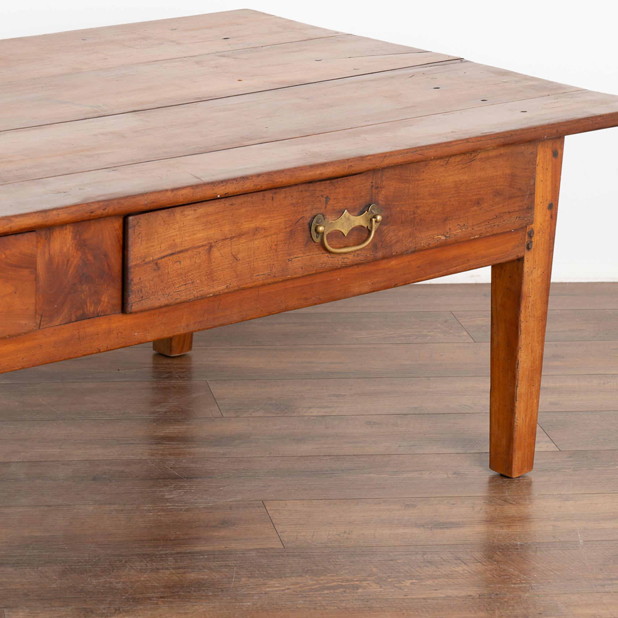 Large French Country Cherry Wood Coffee Table, circa 1820-40 3