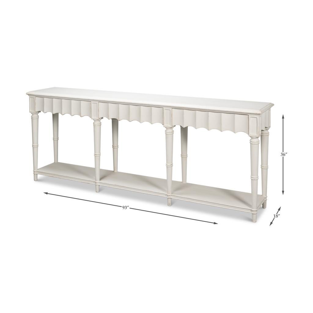 Large French Country Console Table, Antique White For Sale 4