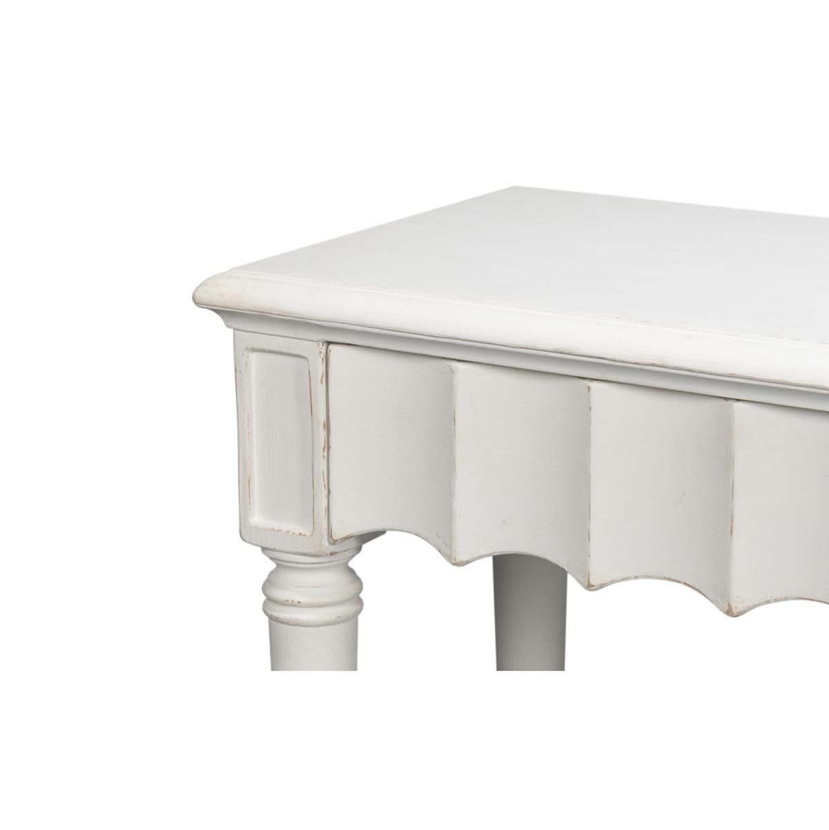 Large French Country Console Table, Antique White For Sale 1