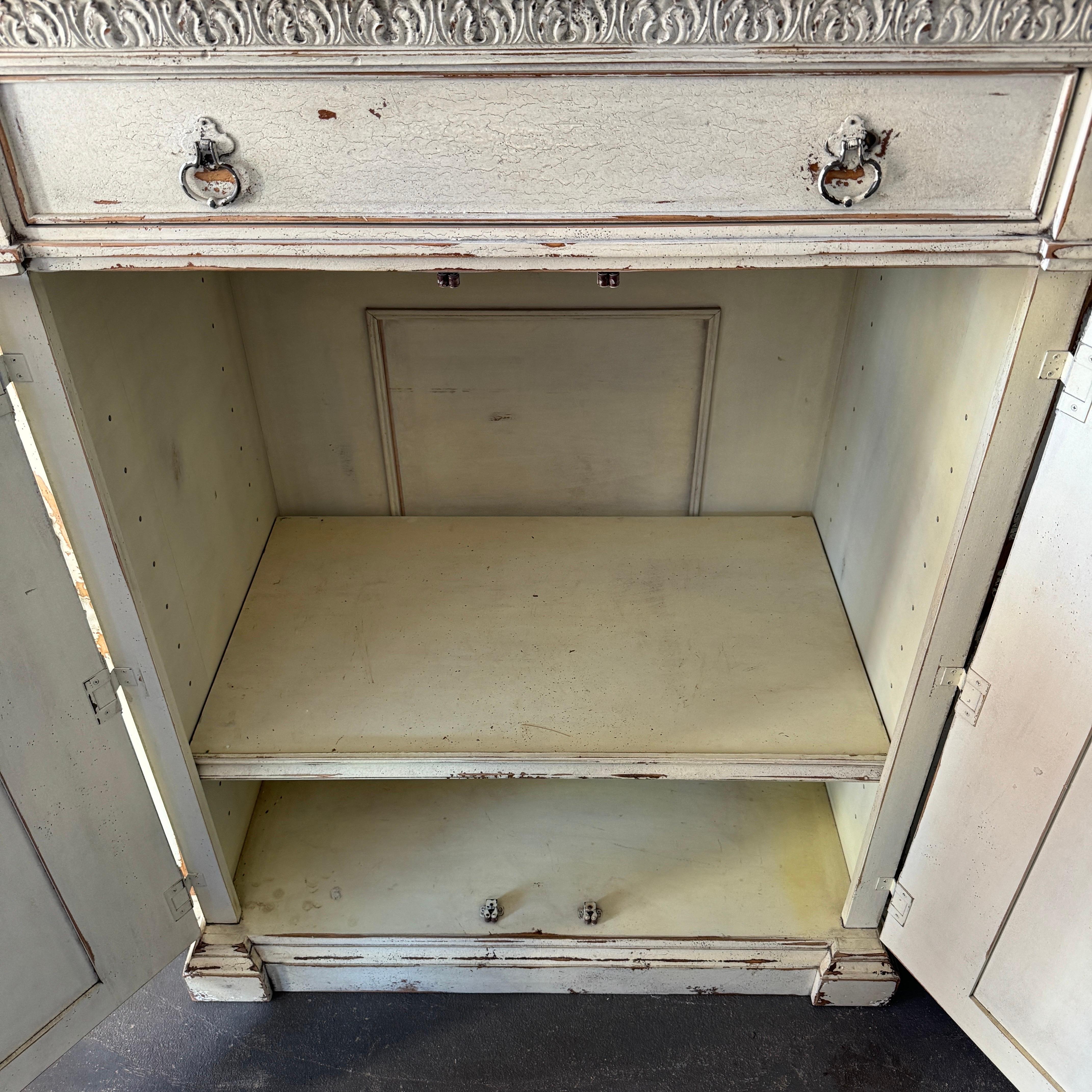 Large French Cream Painted Sideboard Cabinet By Habersham  For Sale 11