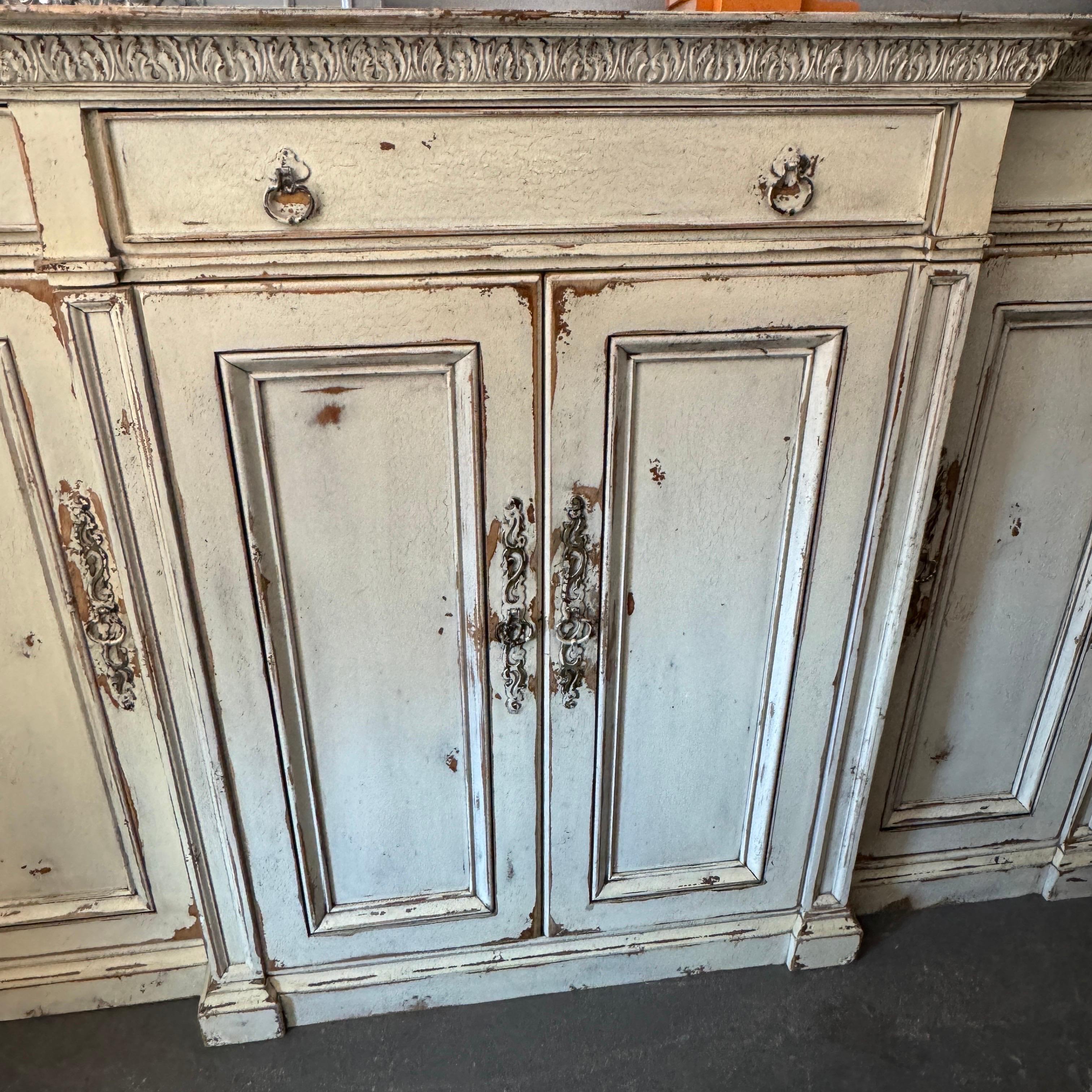 Large French Cream Painted Sideboard Cabinet By Habersham  In Good Condition For Sale In Haddonfield, NJ