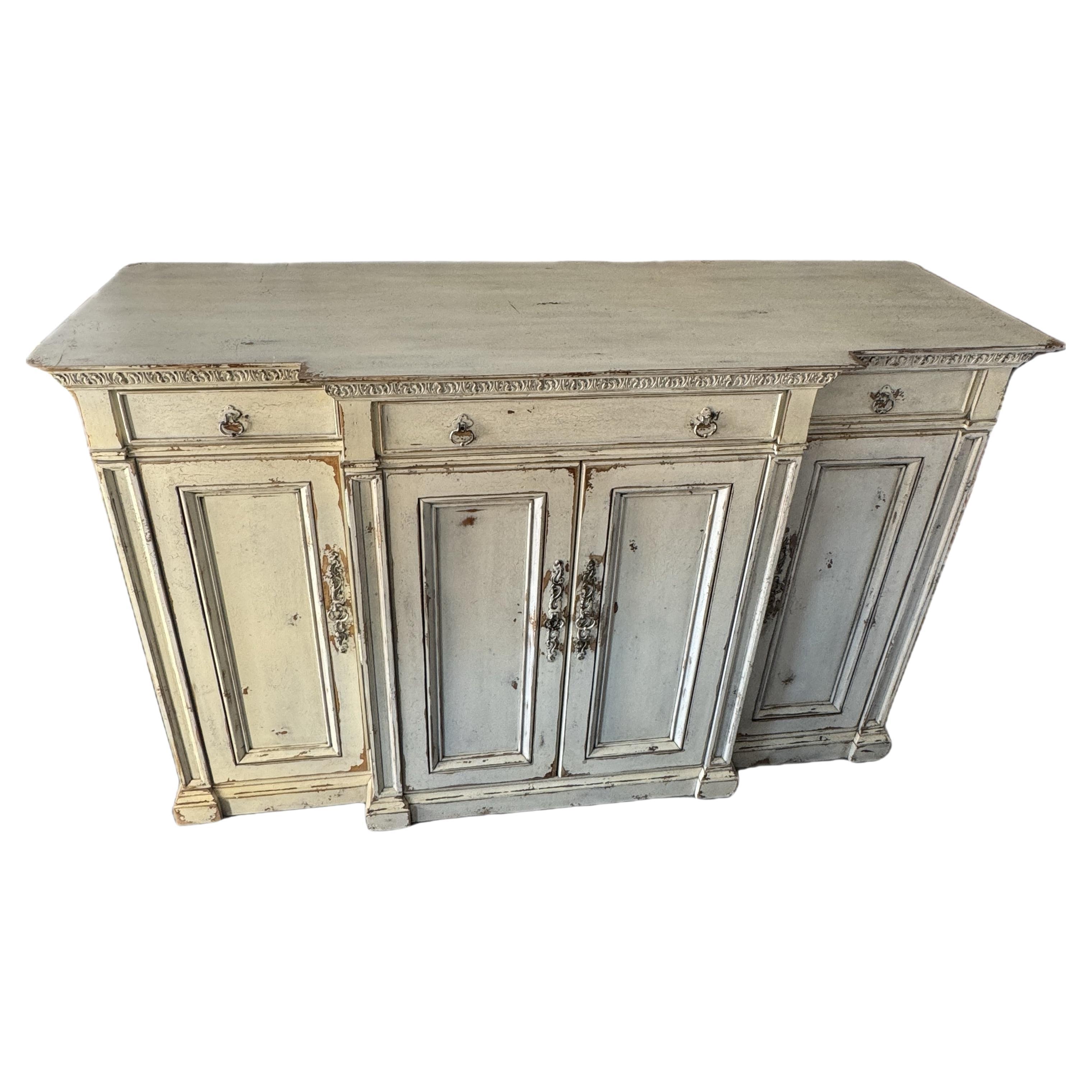 Large French Cream Painted Sideboard Cabinet By Habersham 